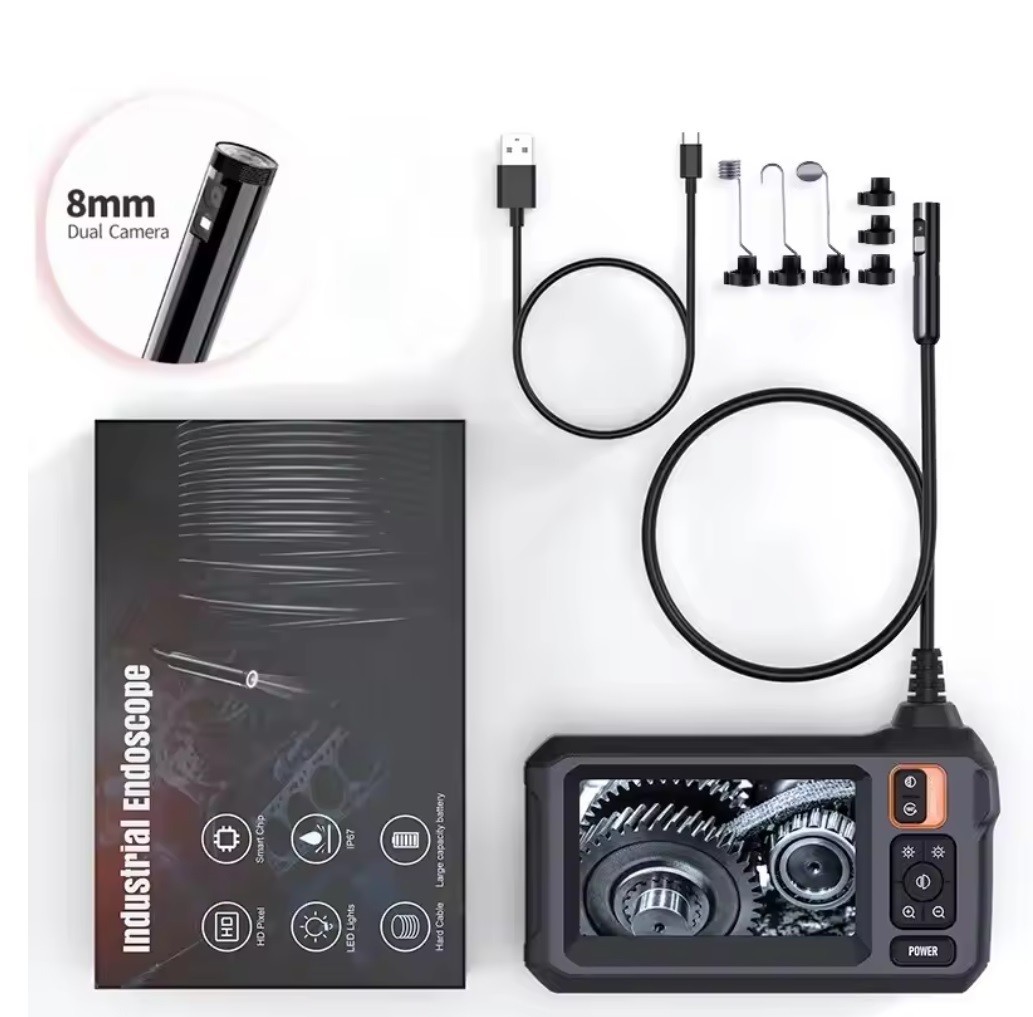 ENDOSCOPE 4.3" 1080P HD WITH IPS SCREEN PROBE 8MM IP67 8 LED CABLE 5M BATTERY