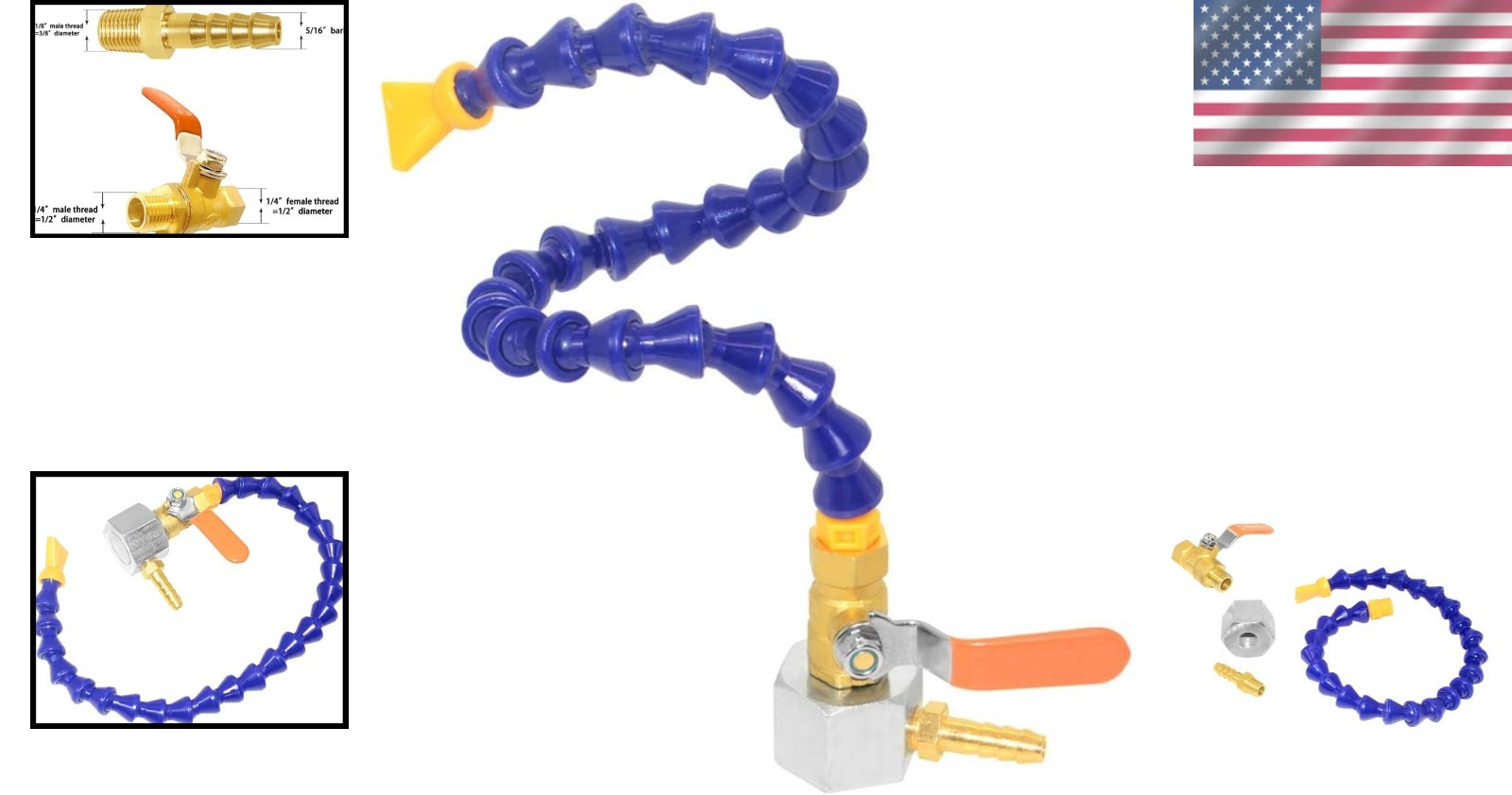 Versatile 13.4" Magnetic Base Coolant Hose Pipe with Adjustable 1/4PT Threading