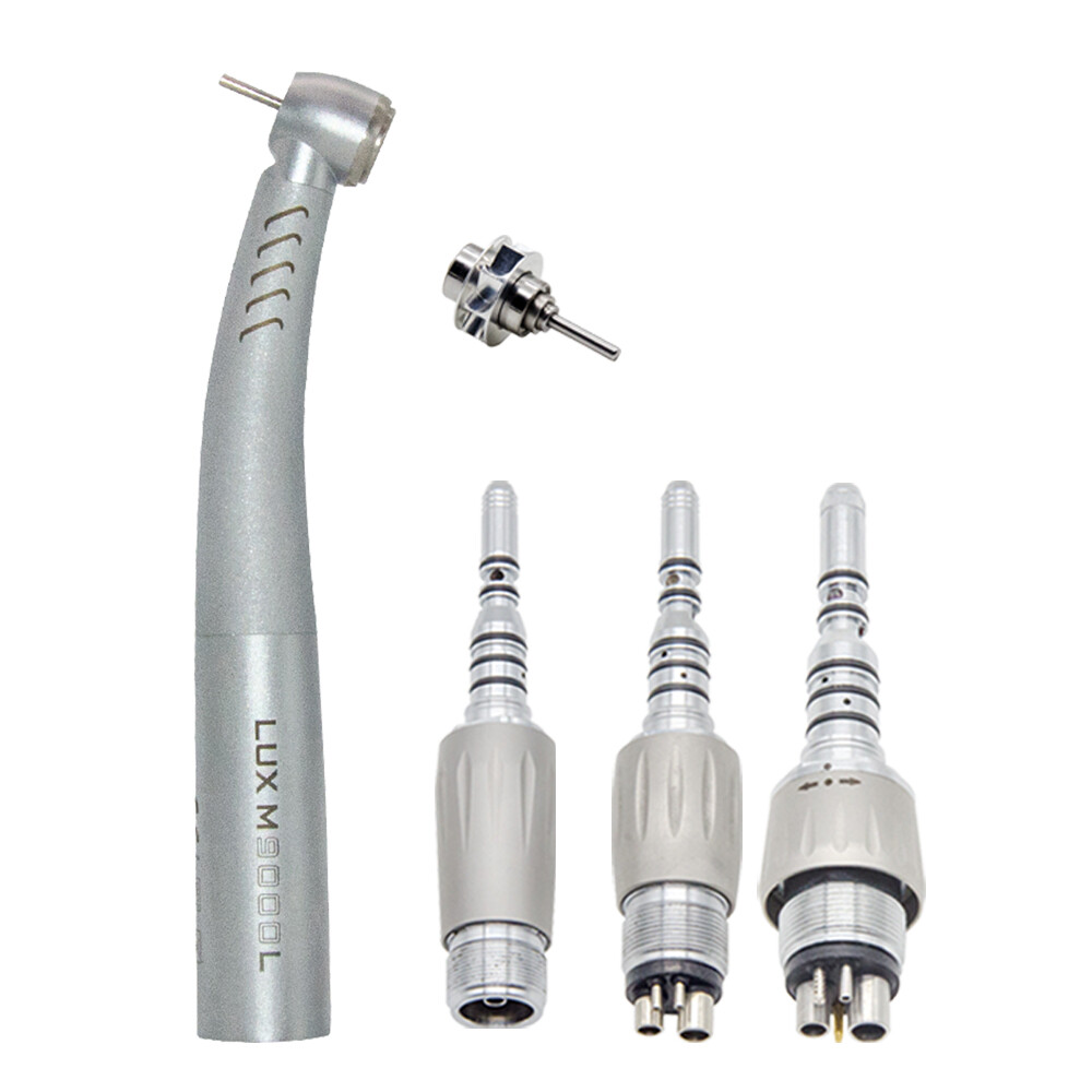 2500 LUX M9000L Dental LED Fiber Optic High Speed Handpiece & 2/4/6Hole Coupling