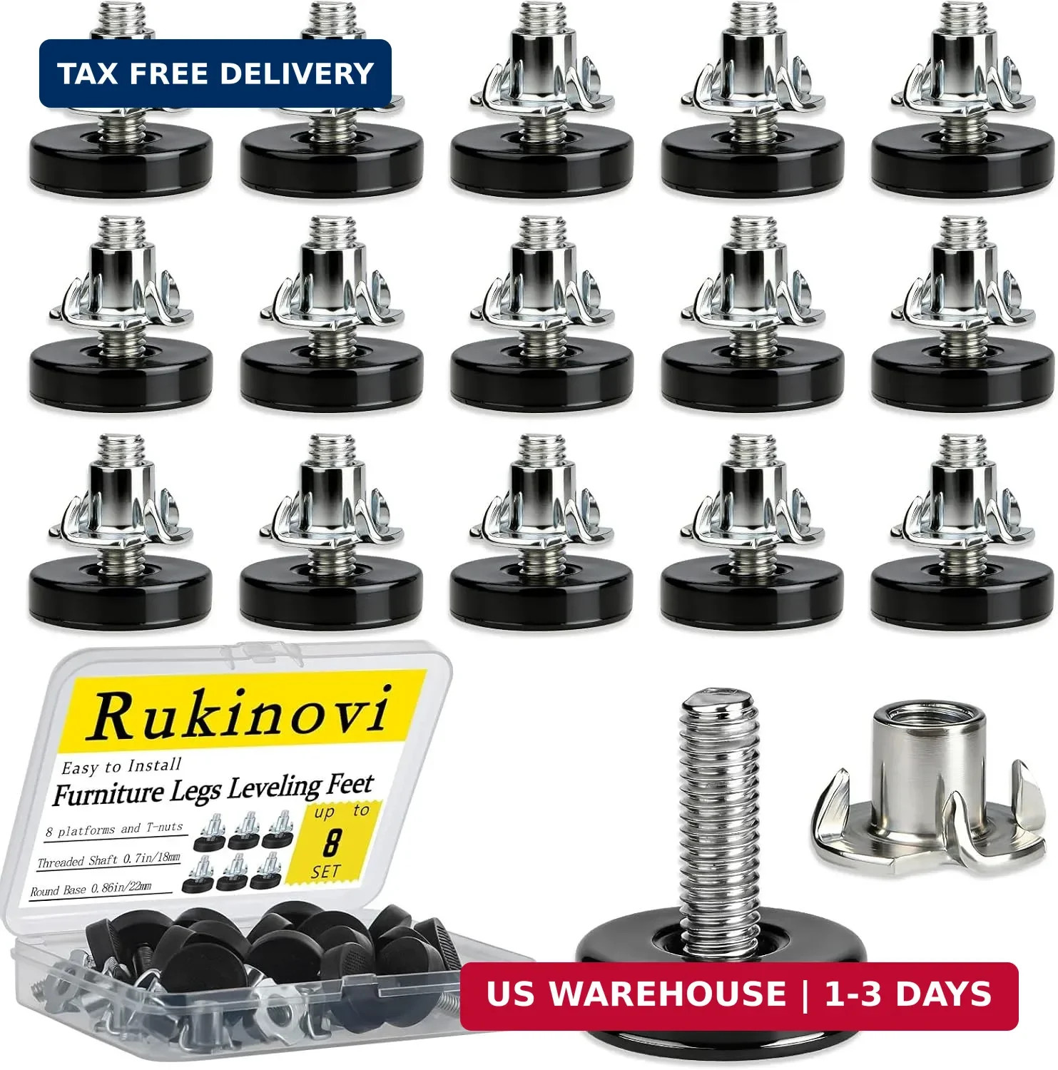 16 Pack Adjustable Furniture Levelers,Heavy Duty Leveling Feet for Table/Desk/Ch