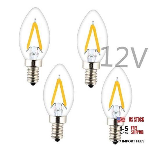 C7 12V-24V DC 1W LED Mini Candle Bulb, 12 Volts 1w-12 Volt-mini Torpedo-4 Pack