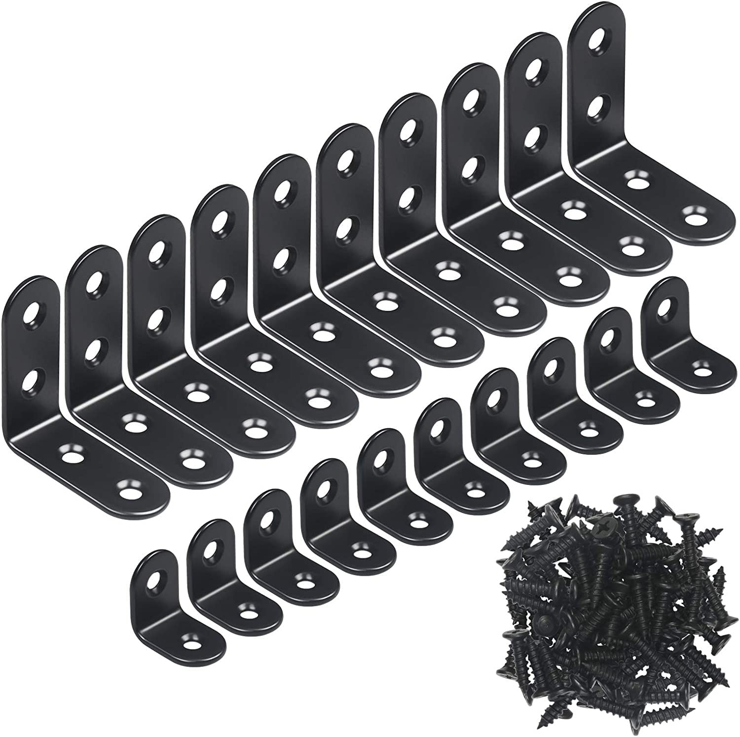 YAMASO 20PCS L Bracket Corner Bracket,Black Small Right Angle Black
