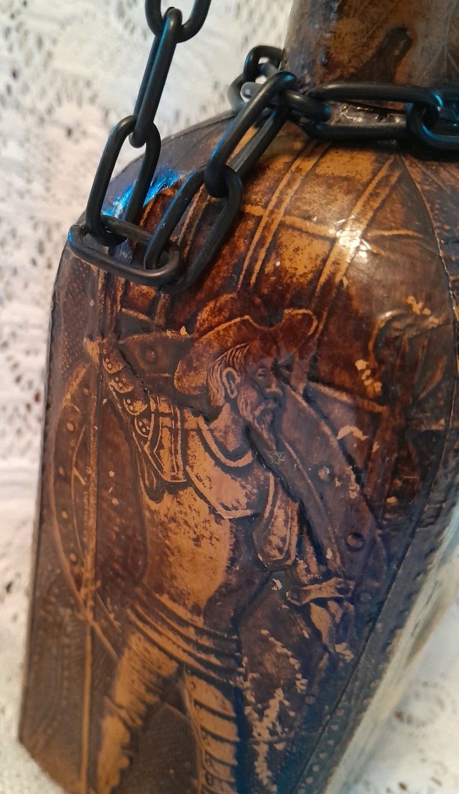 Leather Covered Alcohol Spirits Decanter 750 mL Don Quijote Sancho Made In Spain
