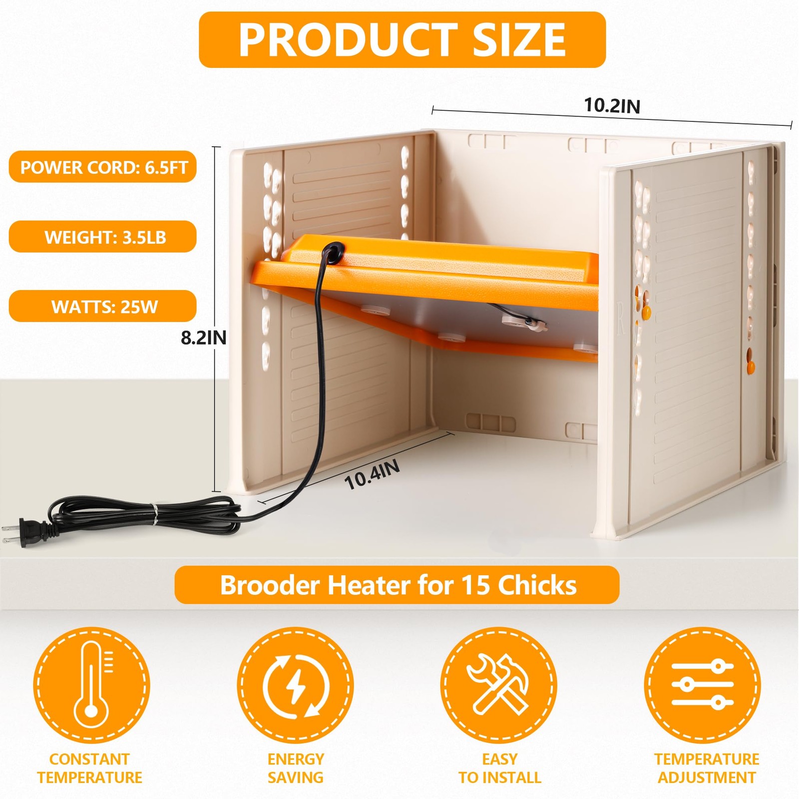 Chick Brooder, Chicken Brooder Heating Plate for Chicks with Adjustable Beige