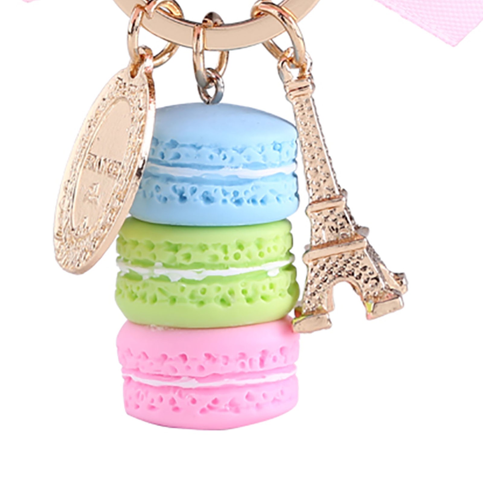 (Blue)Colorful Cute Macaroon Eiffel Tower Keychain Keyring Bag Pendant Car