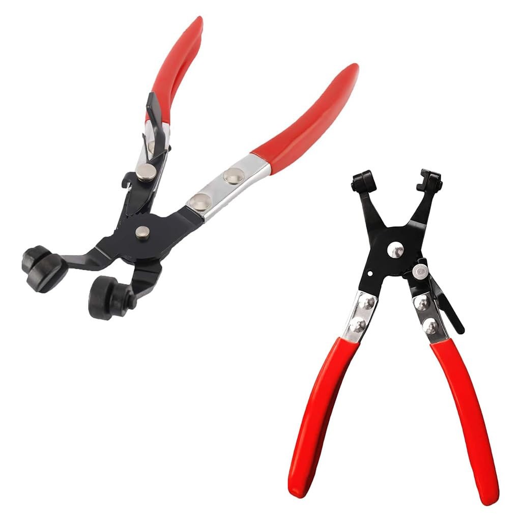 2 Pcs Hose Clamp Pliers Set，45° Angle Flat Belt Hose Clamp Plier and Wide & Flat