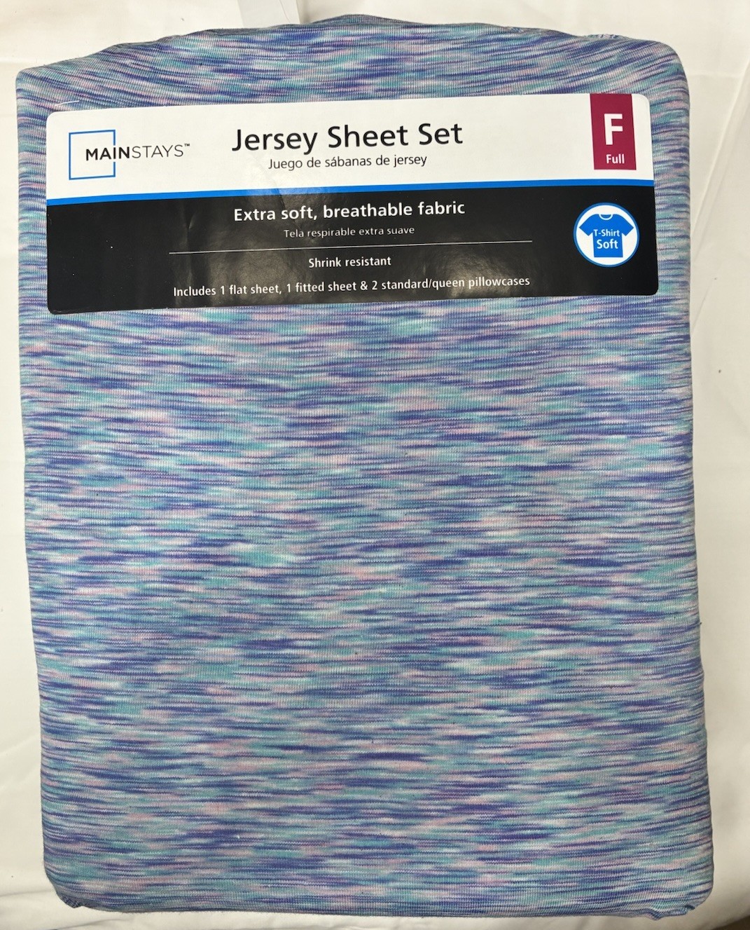 Mainstays Full Jersey Sheet Set 100% Cotton Purple Abstract Breathable OEKO-TEX