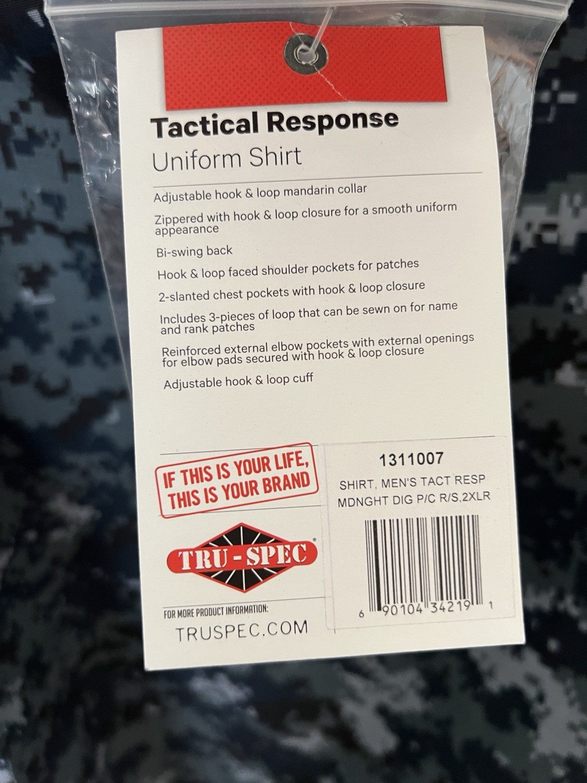 NEW Tru Spec Men 2XL Regular Tactical Response Zip Jacket Midnight Digital Camo