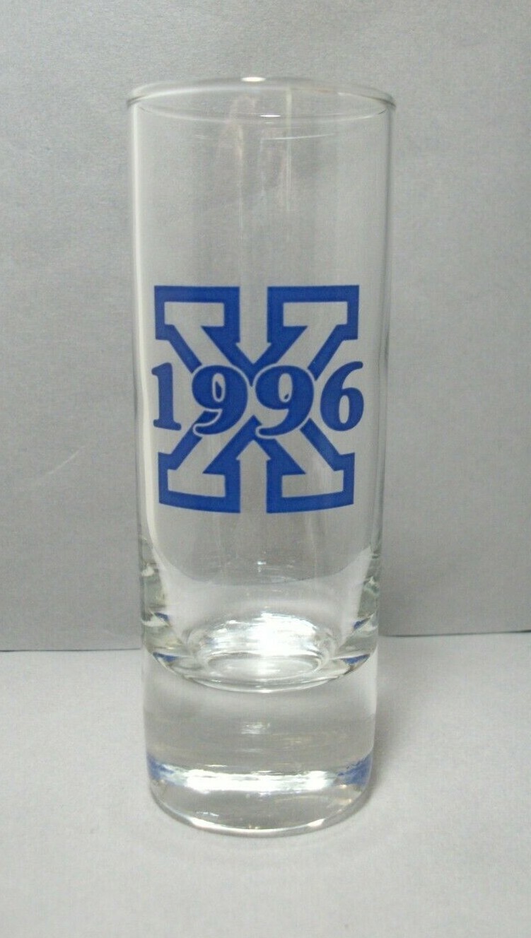 Souvenir Shooter Shotglass from 1996 "X" in Blue Lettering