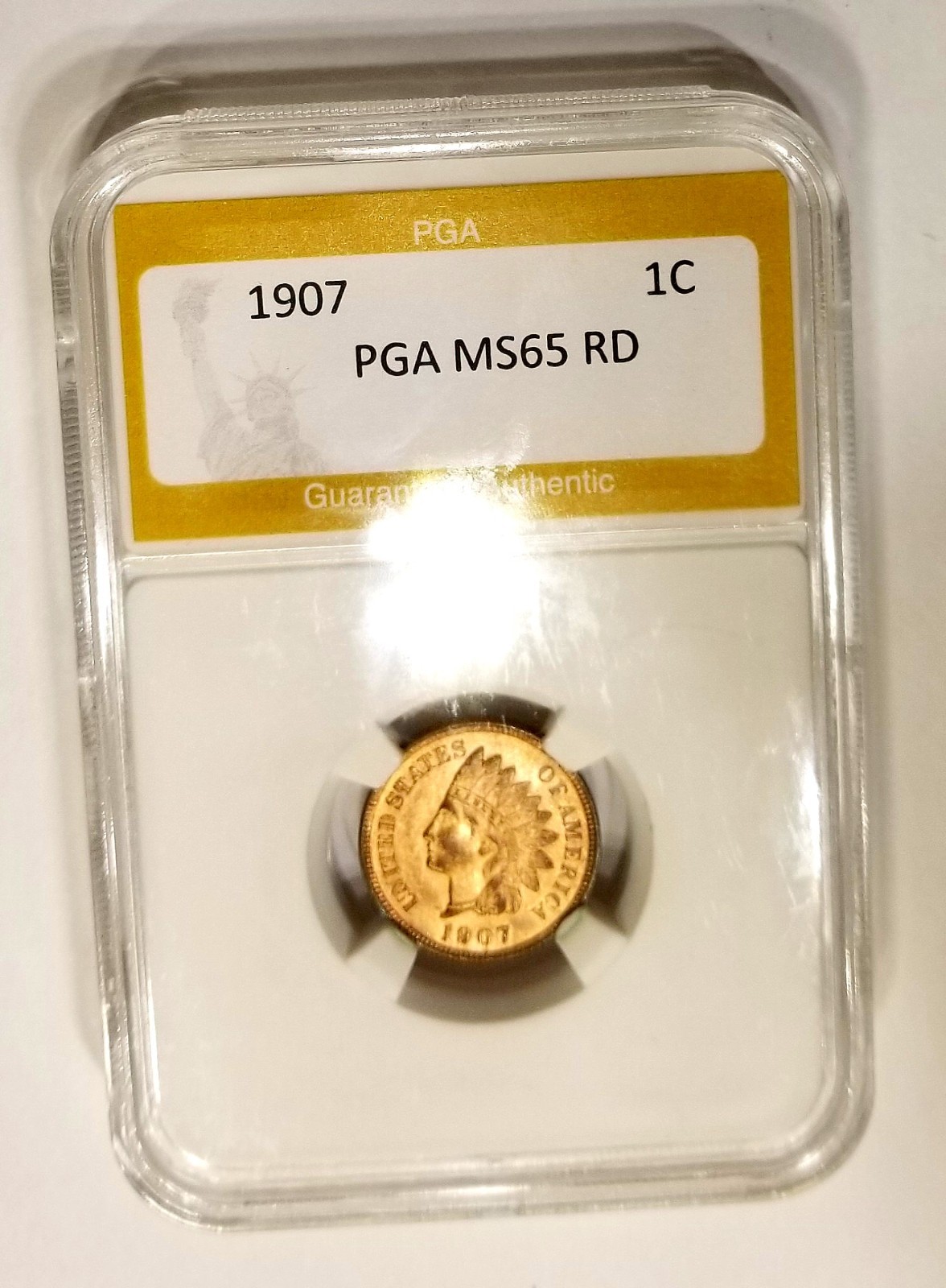 1907 MS 65 Red Indian Cent Bright Luster Nice Coin Priced Right PGA
