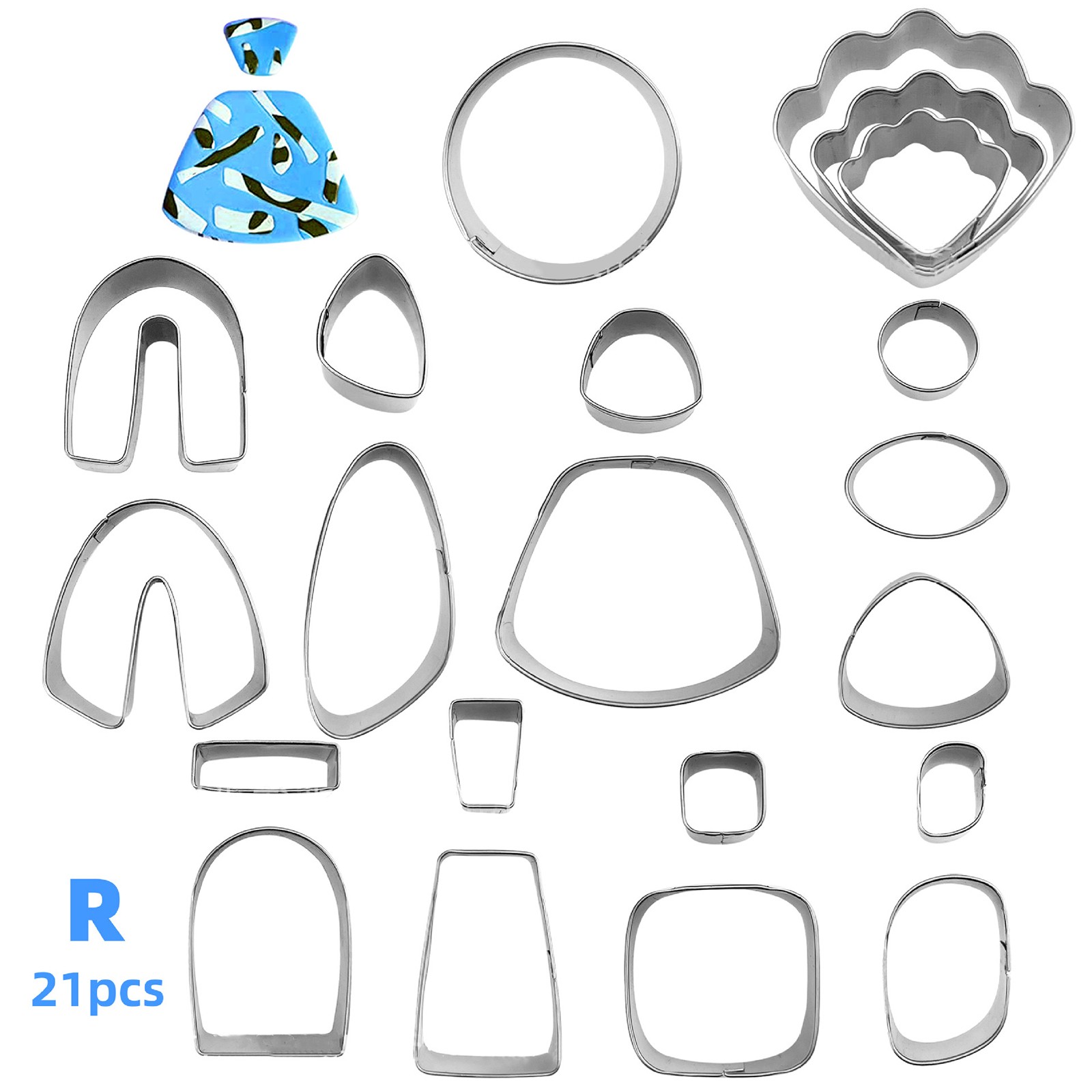 21Pcs Clay Earring Cutters Polymer Clay Tool DIY Ceramic Craft Cutting Mold C