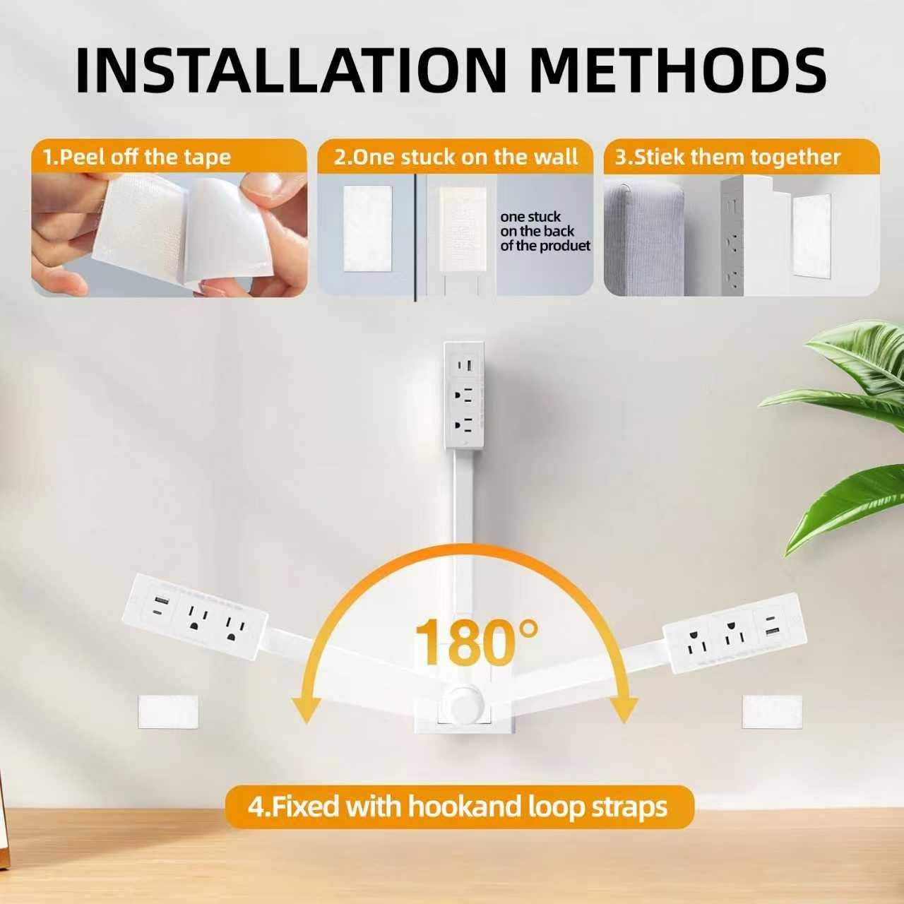 Electrical Outlet Expander Power Socket Rotating Sticks Sofas Nightstands Desk