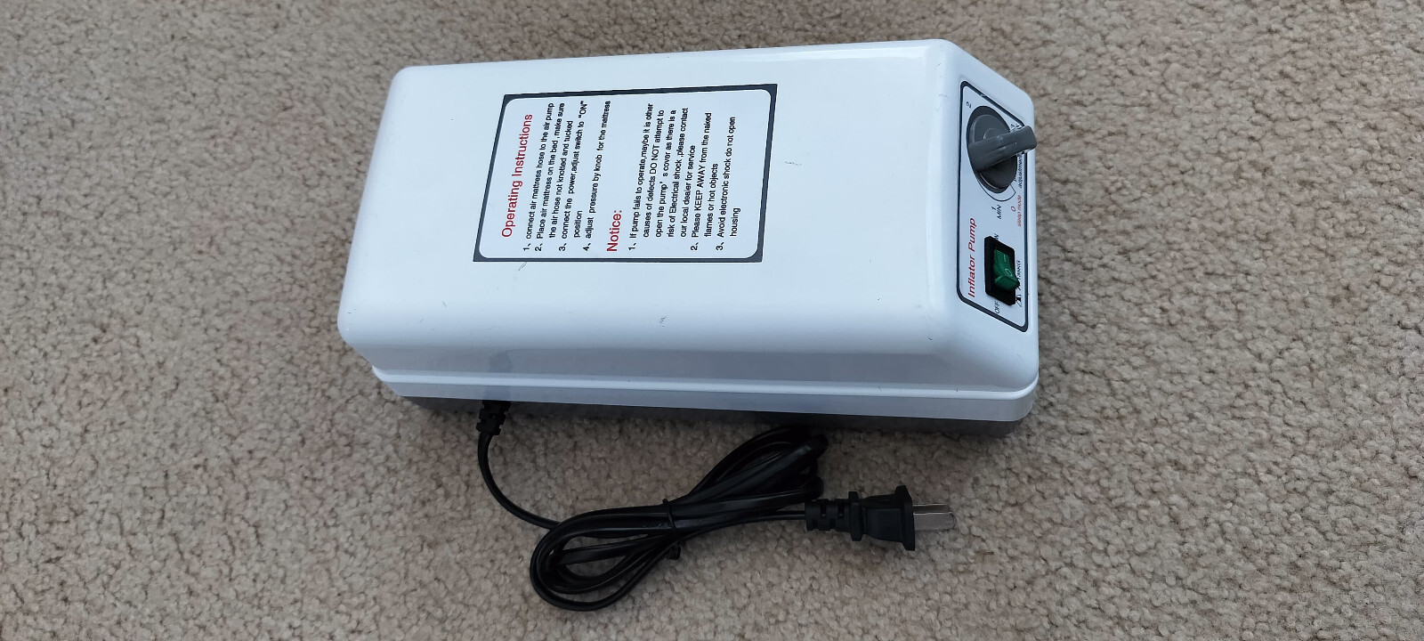 Pump ONLY for Alternating Pressure Pad/Air Mattress Hospital Bed Mattress Topper
