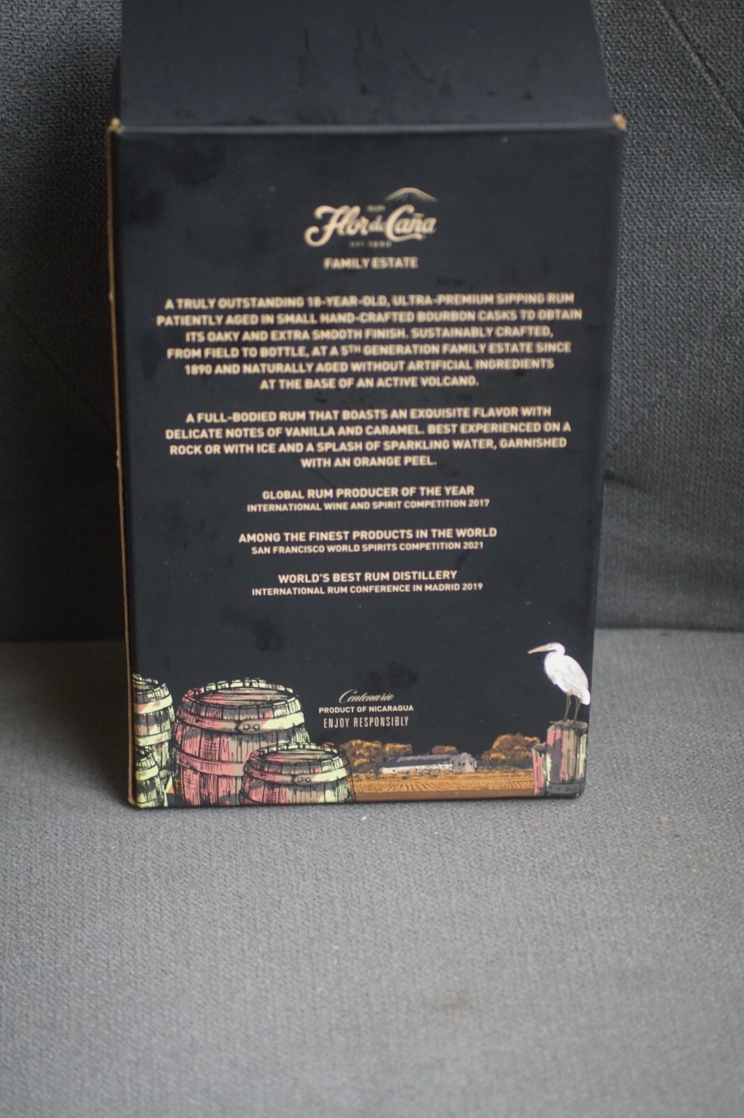 Flor de caña Nicaraguan Rum 18 Years EMPTY Bottle/Box
