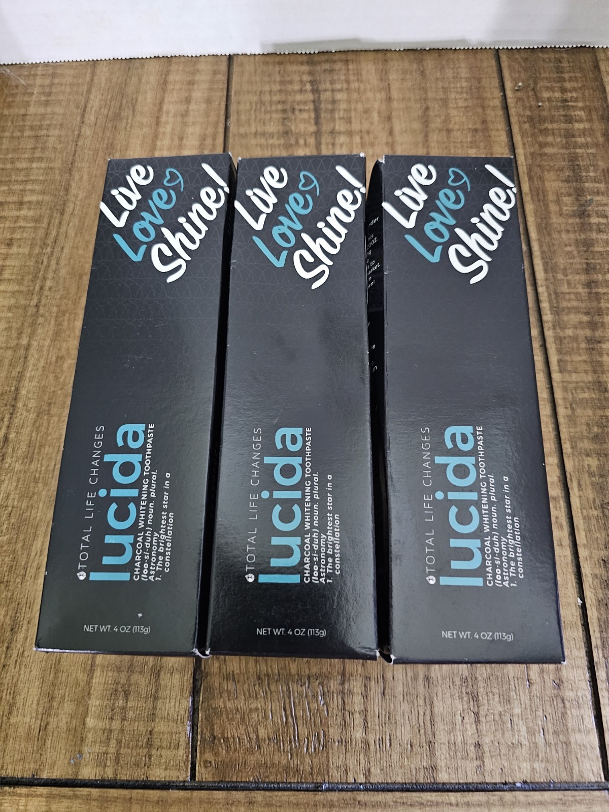 Lot 3 Total Life Changes Lucida Charcoal Whitening Toothpaste 4 Oz Each Sealed