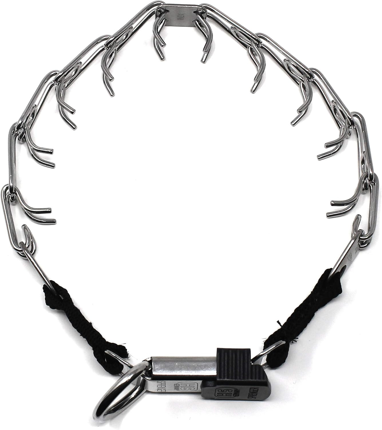 Black Stainless Steel Prong Dog Training Collar with Quick Releas