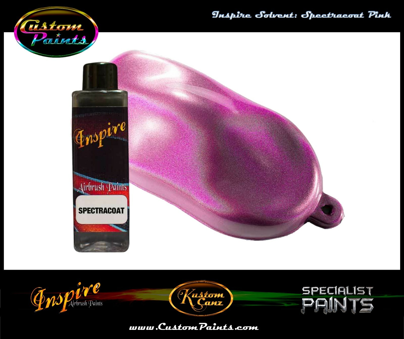 INSPIRE SPECTRACOAT PINK 4oz AIRBRUSH, CUSTOM PAINT, SPECTRAFLAIR, ARTIST