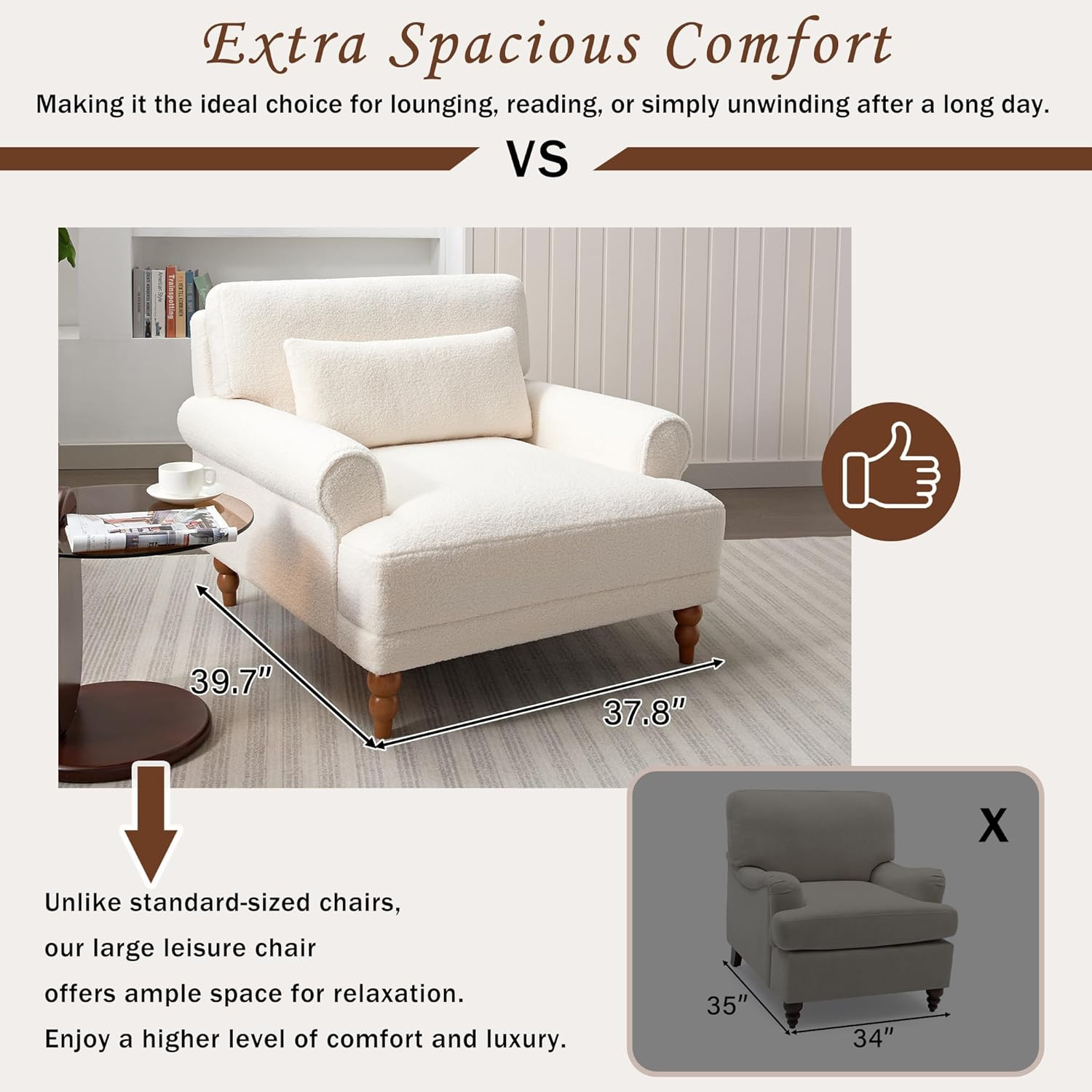 Accent Chair, Boucle Club Chair, Upholstered Lounge Chair, Large Size Armchair R