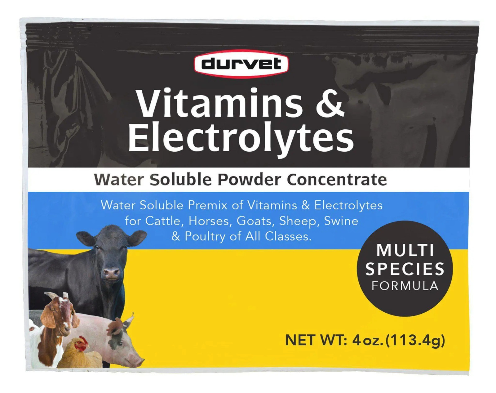 Durvet Vitamins & Electrolytes Concentrate 4oz Livestock Cattle Horse Suppl