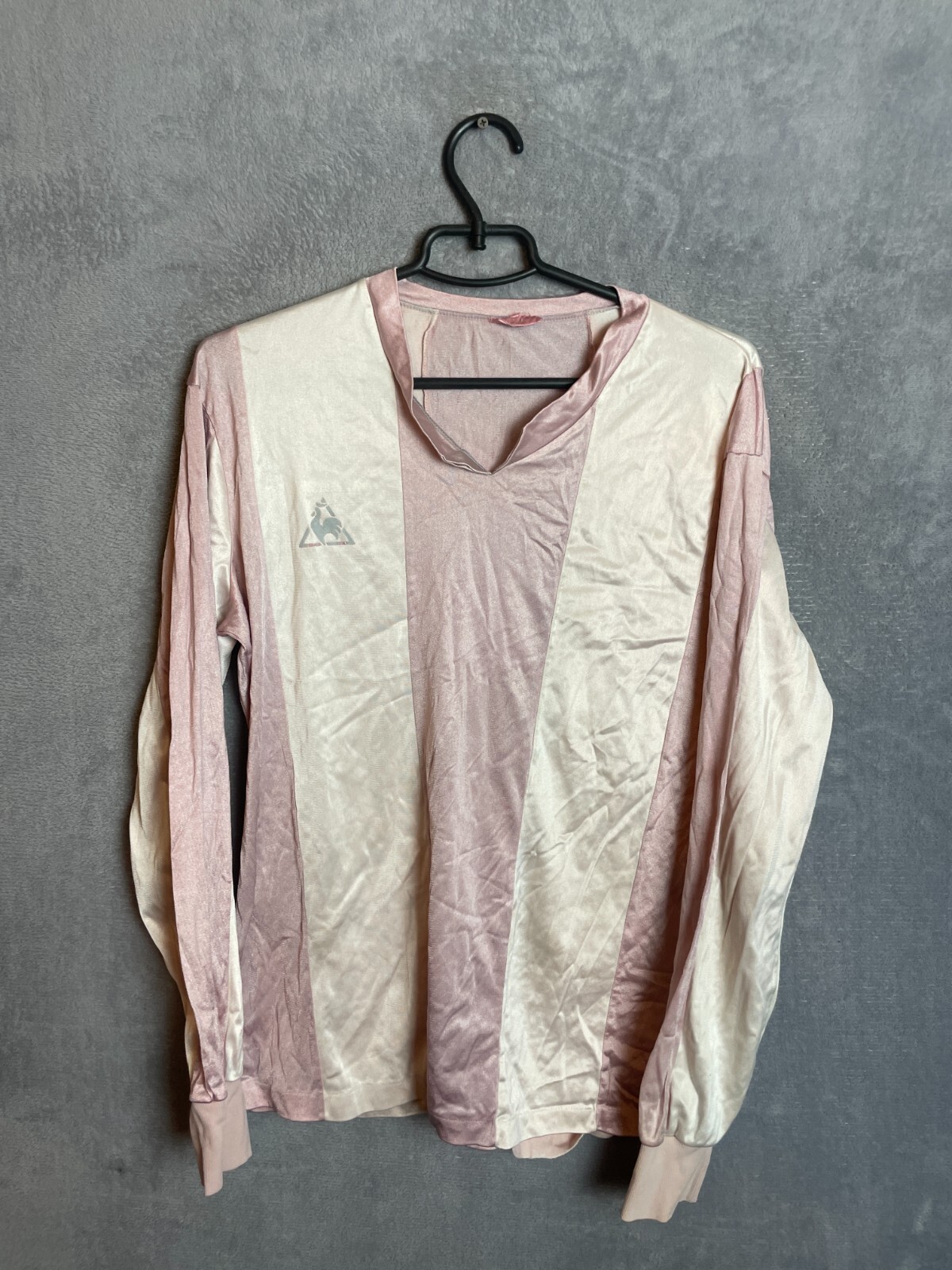 Le Coq Sportif Vintage Jersey Long Sleeve Football Shirt #7 Pink Mens Size M