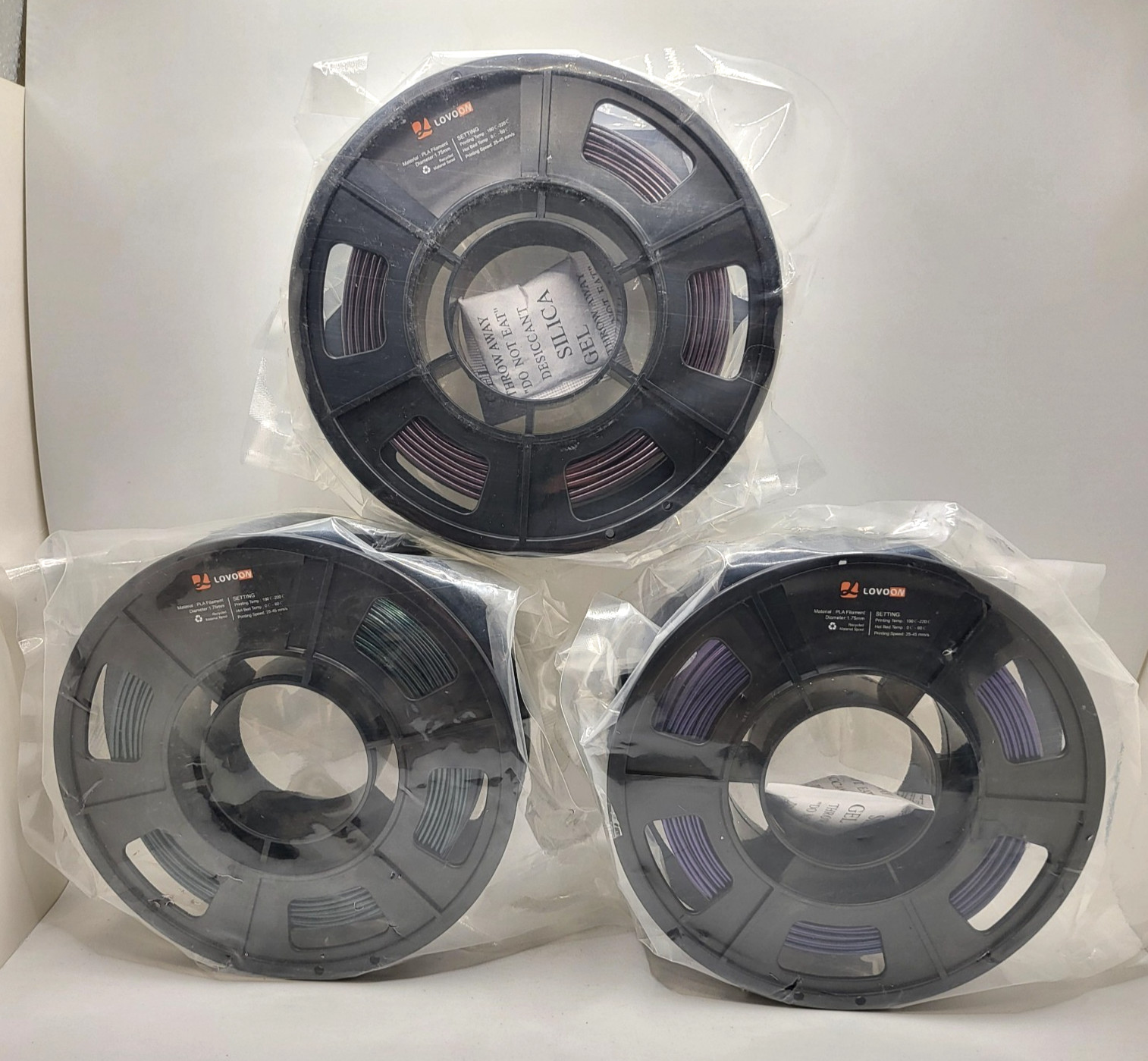 Lovoon x3pck 3D Printer 1.75mm SPARKLE GALAXY PLA Filament RED/GREEN/PURPLE BLUE