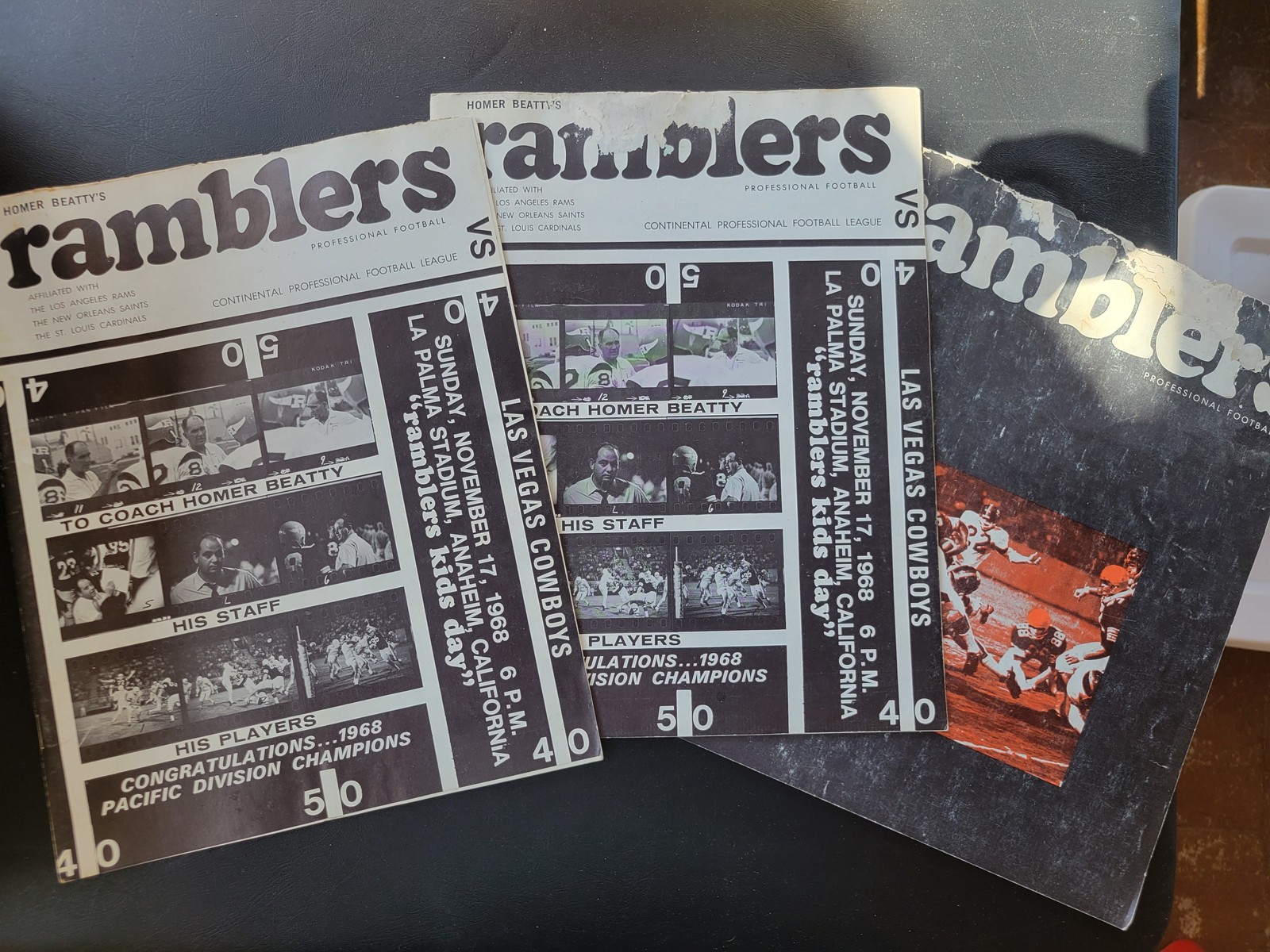 1968 Orange County Ramblers vs Las Vegas Cowboys Football Program Vintage