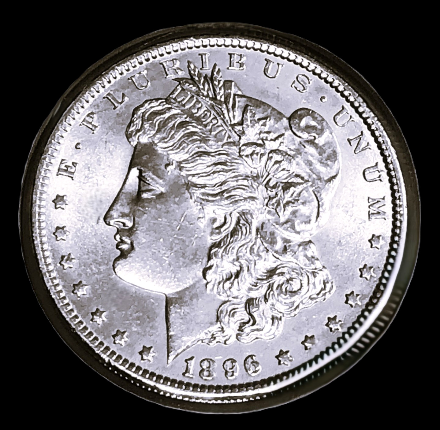 1896 MORGAN SILVER DOLLA $ 1 PHILADELPHIA MINT SILVER COIN / EX-UNC DETAILS