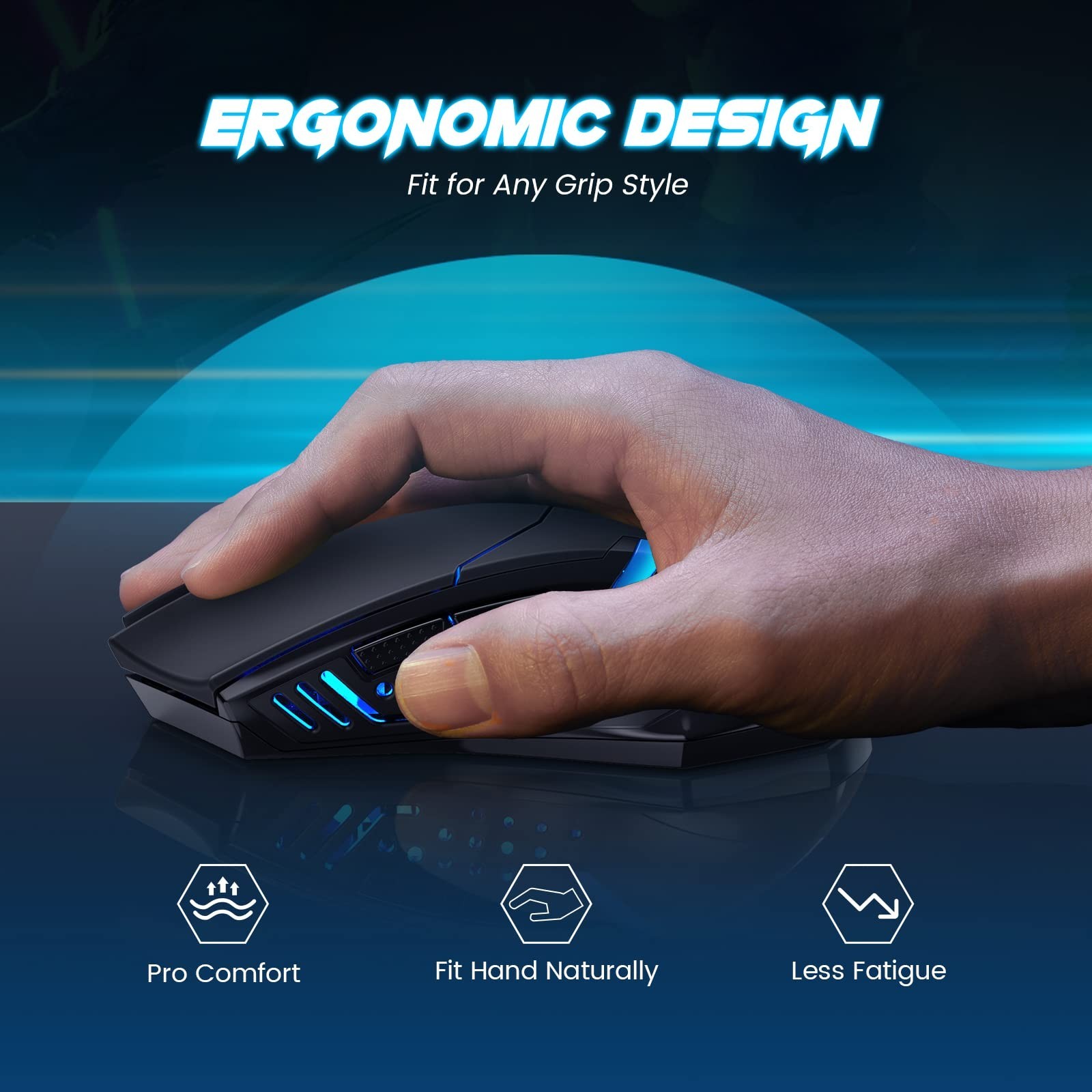 T-DAGGER Wireless Gaming Mouse- USB Cordless PC Accessories Computer Mice wit...
