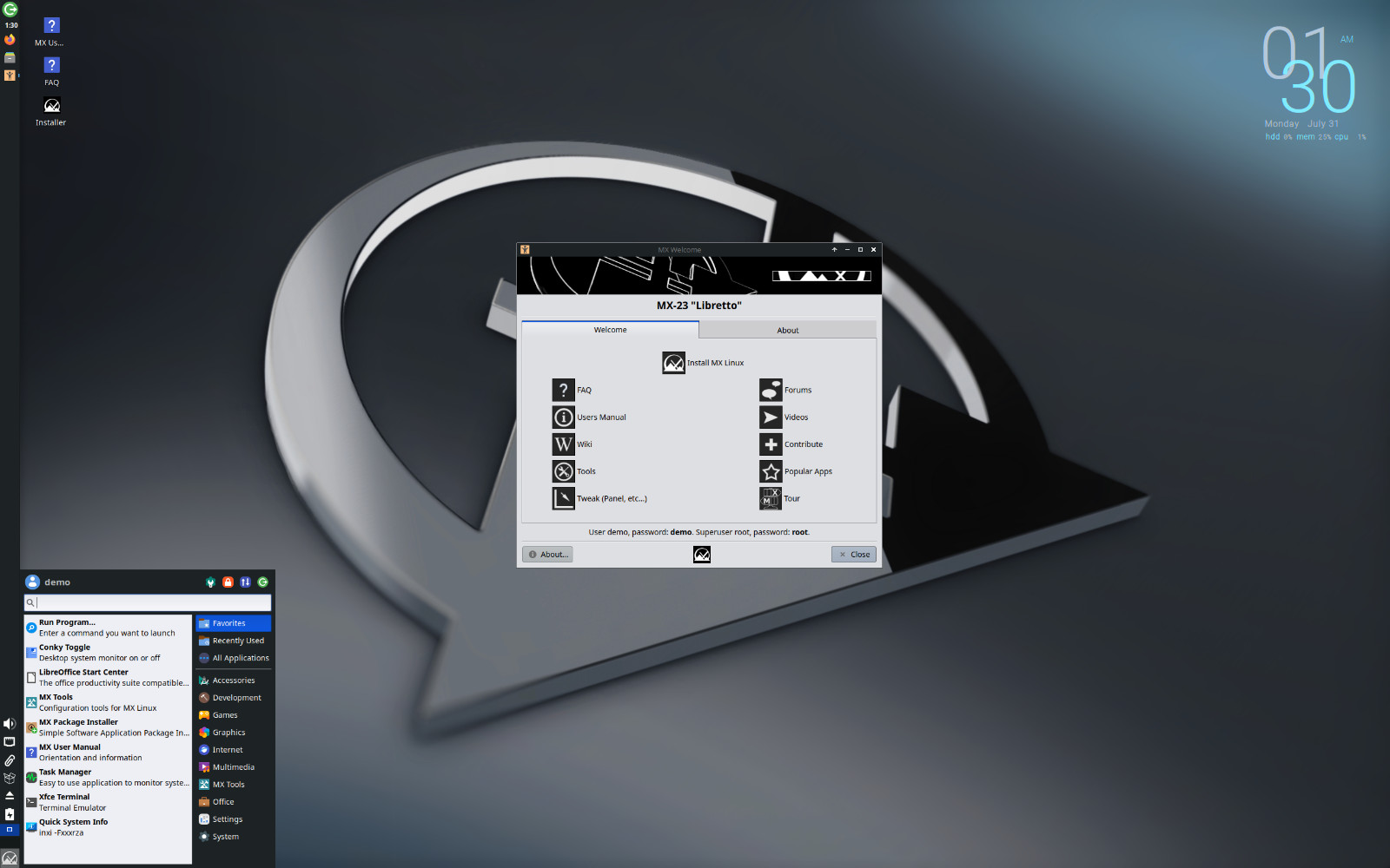 MX Linux 23.4 XFCE 64 BIT AND 32 BIT LIVE INSTALL BOOTABLE USB Drive