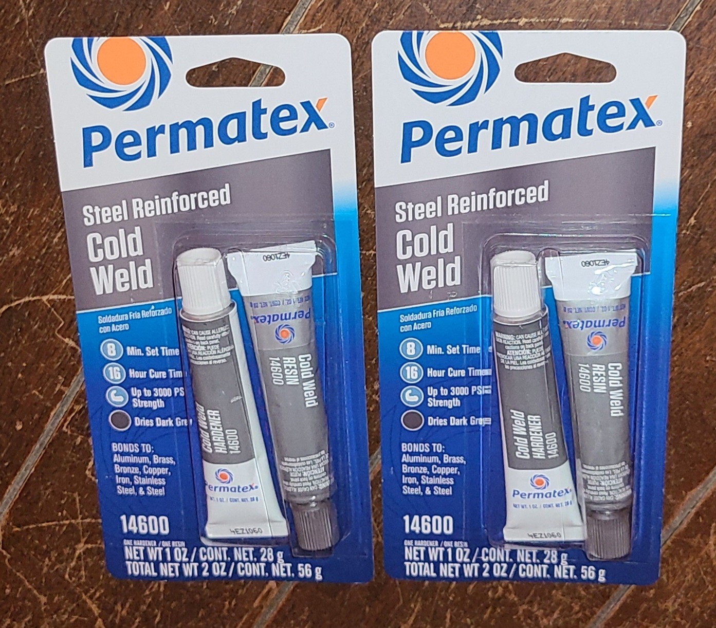 Lot of 2 Tubes of Permatex Steel Reinforced COLD WELD: Resin/Hardener - #14600