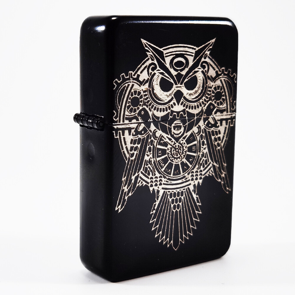 BRAND NEW -  DESIGNED BRUSHED STYLED CIGARETTE PETROL LIGHTER - STEAM OWL