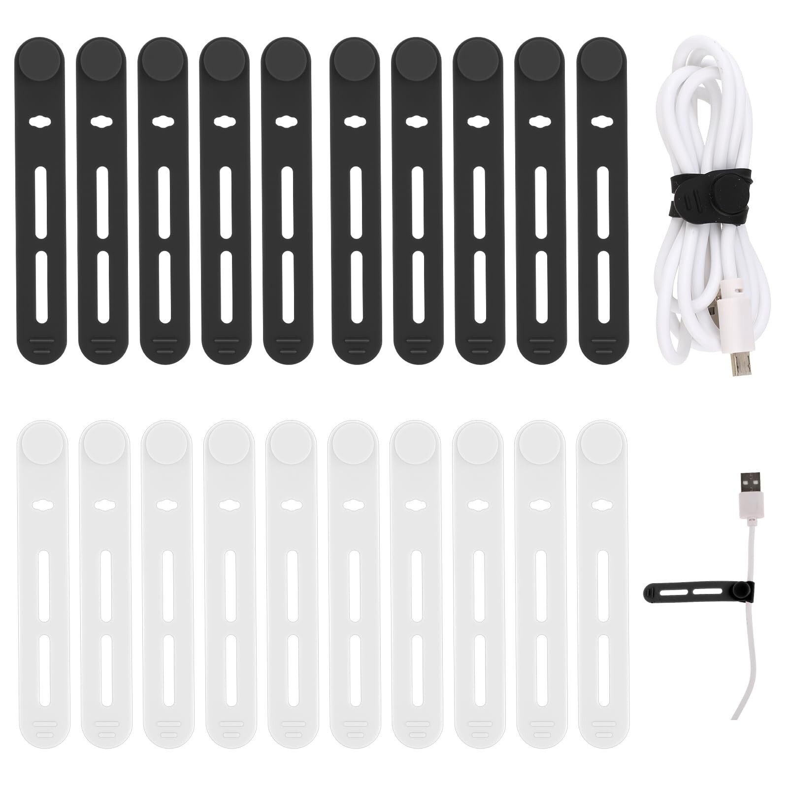 Molain Reusable Cable Ties, 20Pcs Adjustable Silicone Multifunctional Cable S...