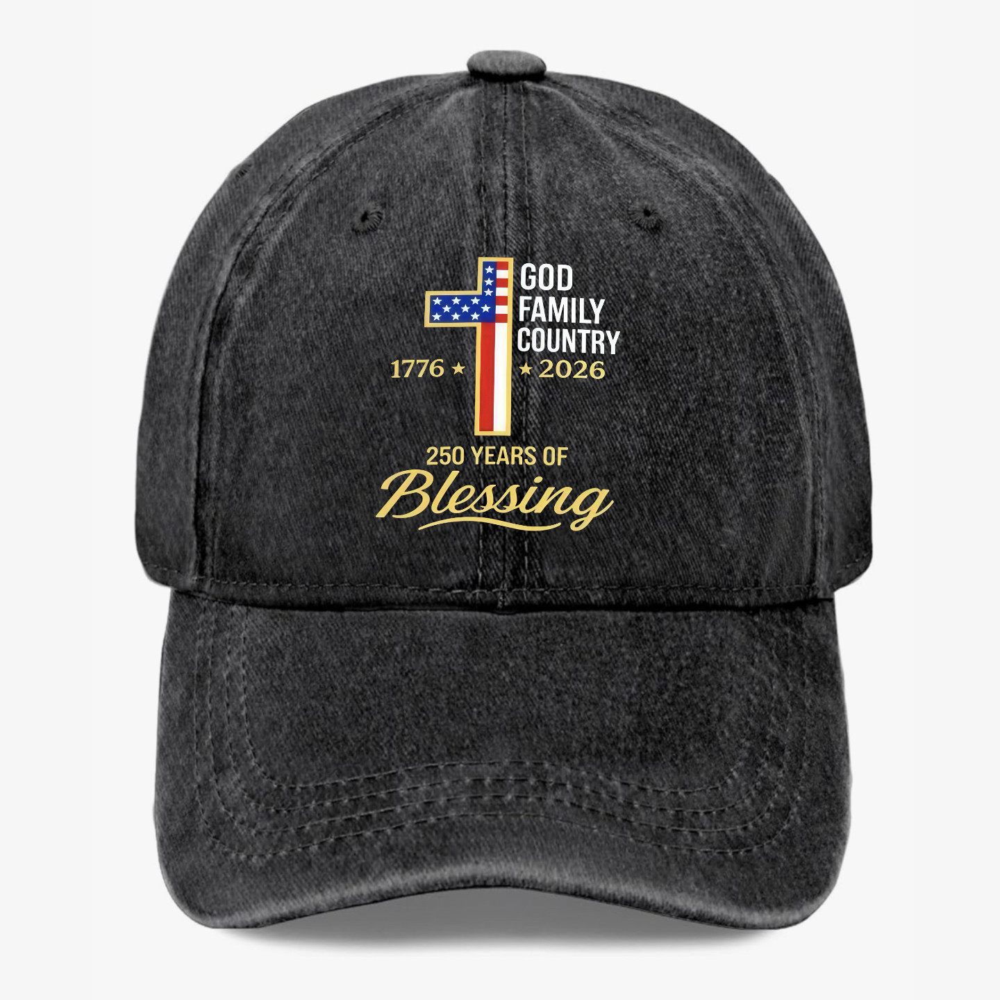 God Family Country Hat USA 250th Anniversary Christian Patriotic Baseball Cap