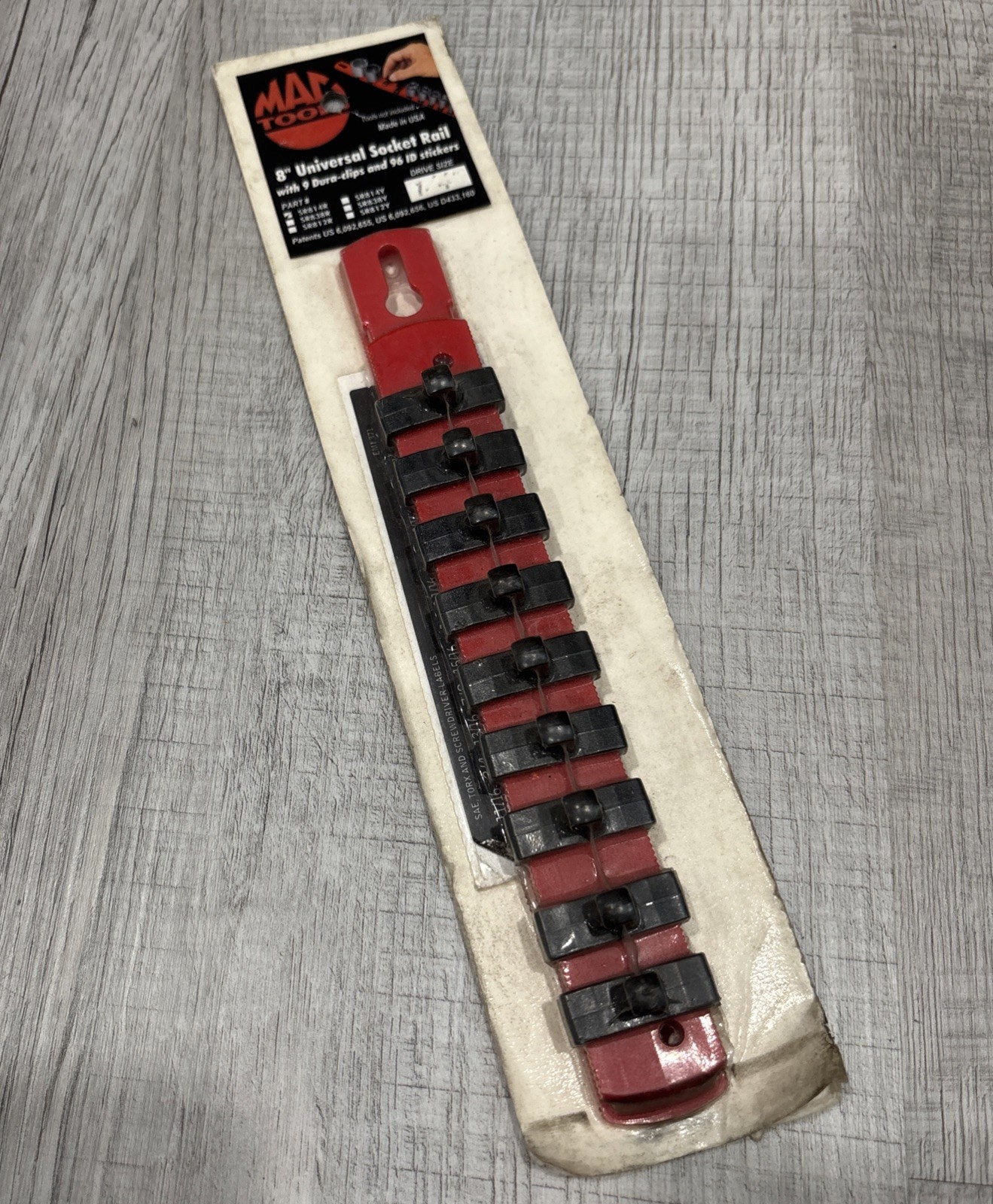 NOS Mac Tools SR814R  8” Socket Rail Holder Tray Organizer  1/4" Vintage USA