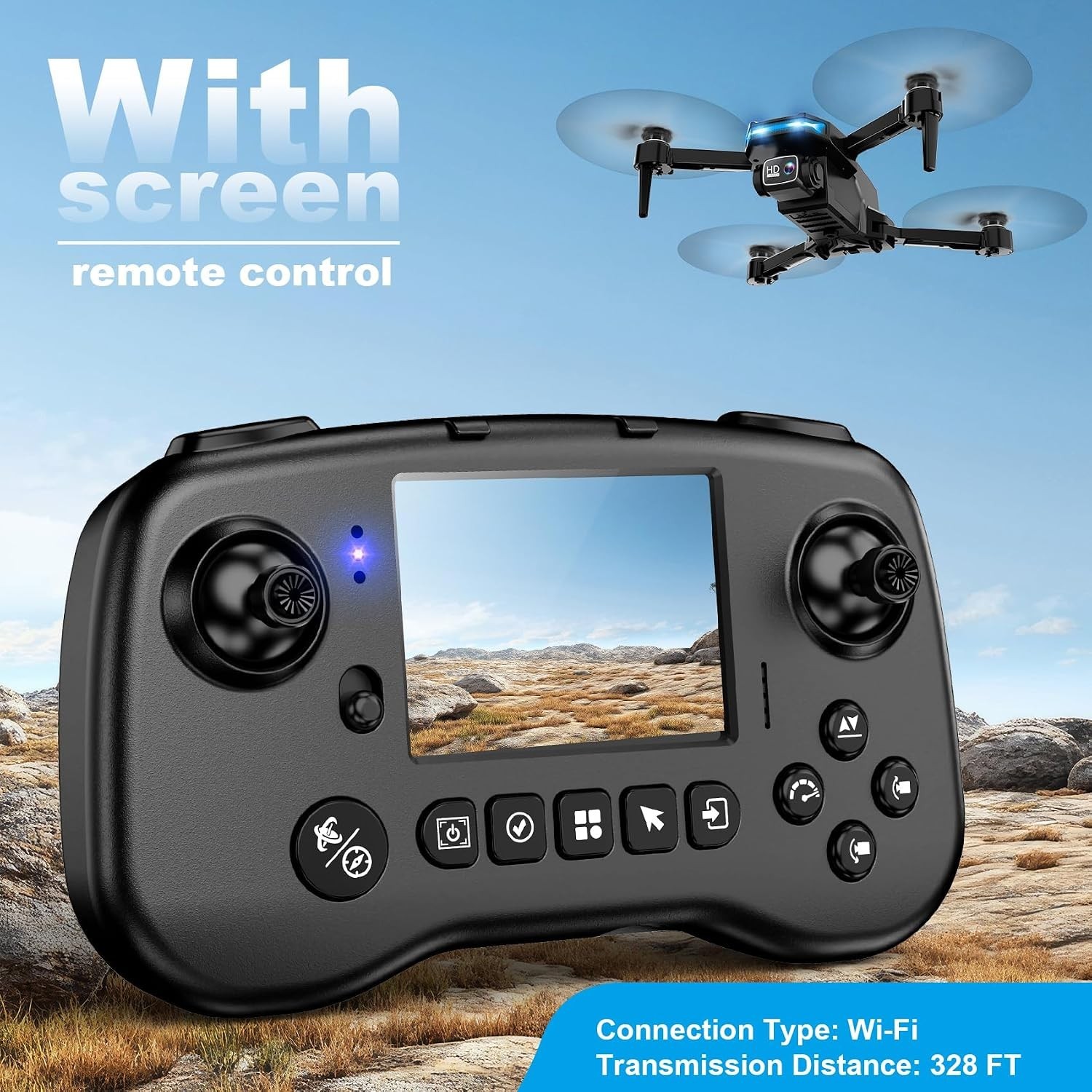Drone with Camera-Drone with Screen on Controller for Beginners, Foldable Remote