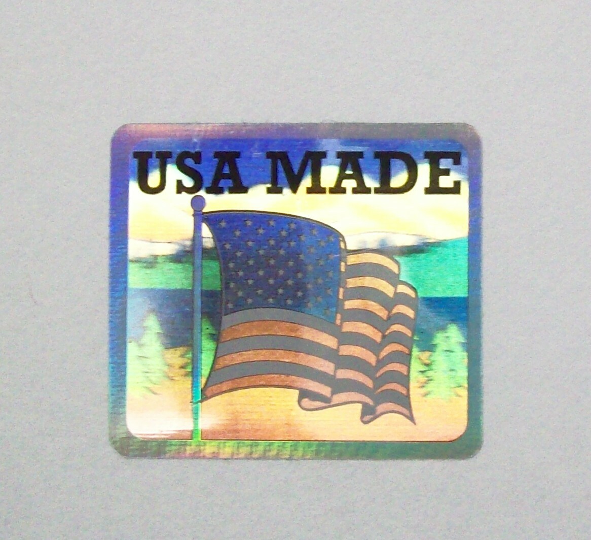 100 to 1000 USA Made Flag 3 Hologram Adhesive Label Stickers
