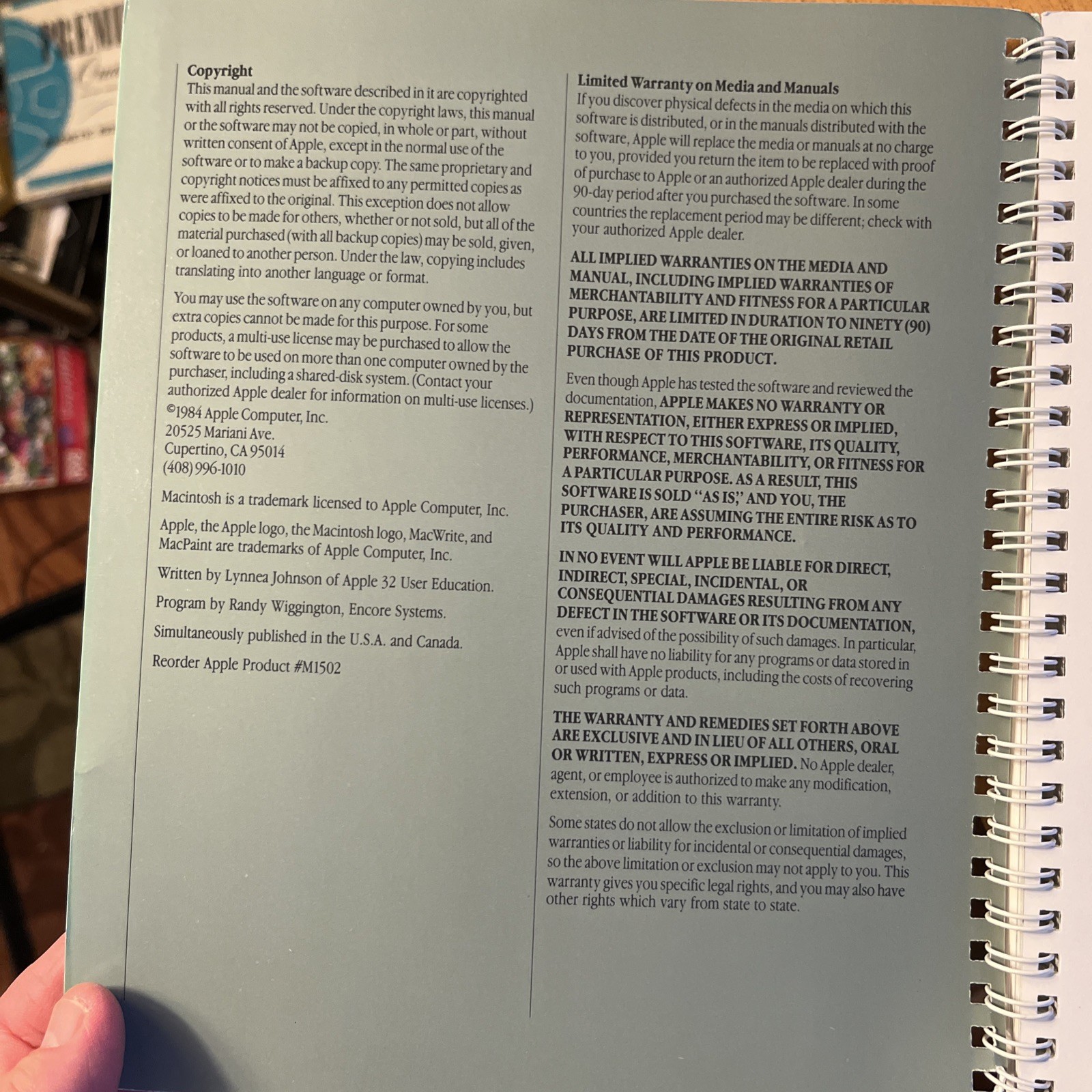 APPLE Manual Mac Write Macintosh 030-0688-B