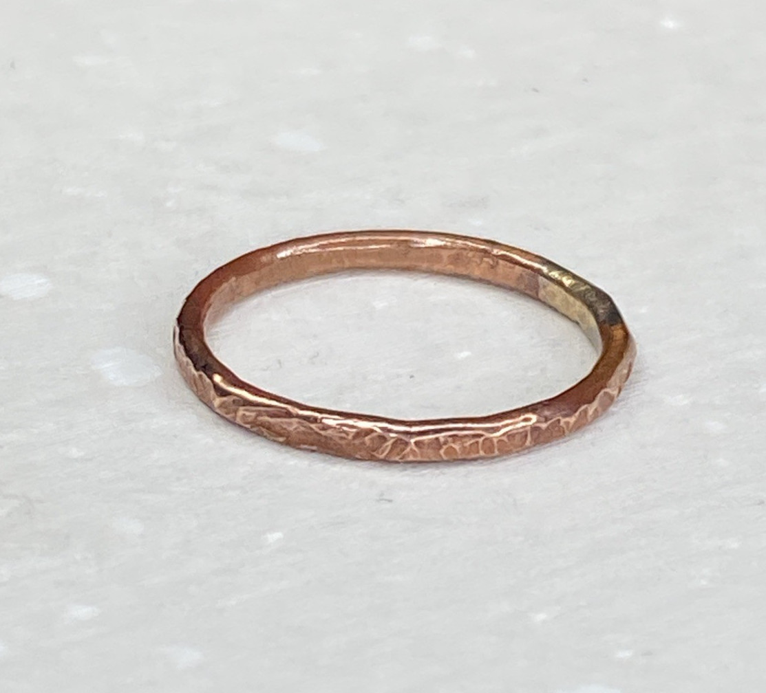 Copper Ring Stackable Hammered Rings band Size 6.5 Wedding Ring Unisex thin 2mm