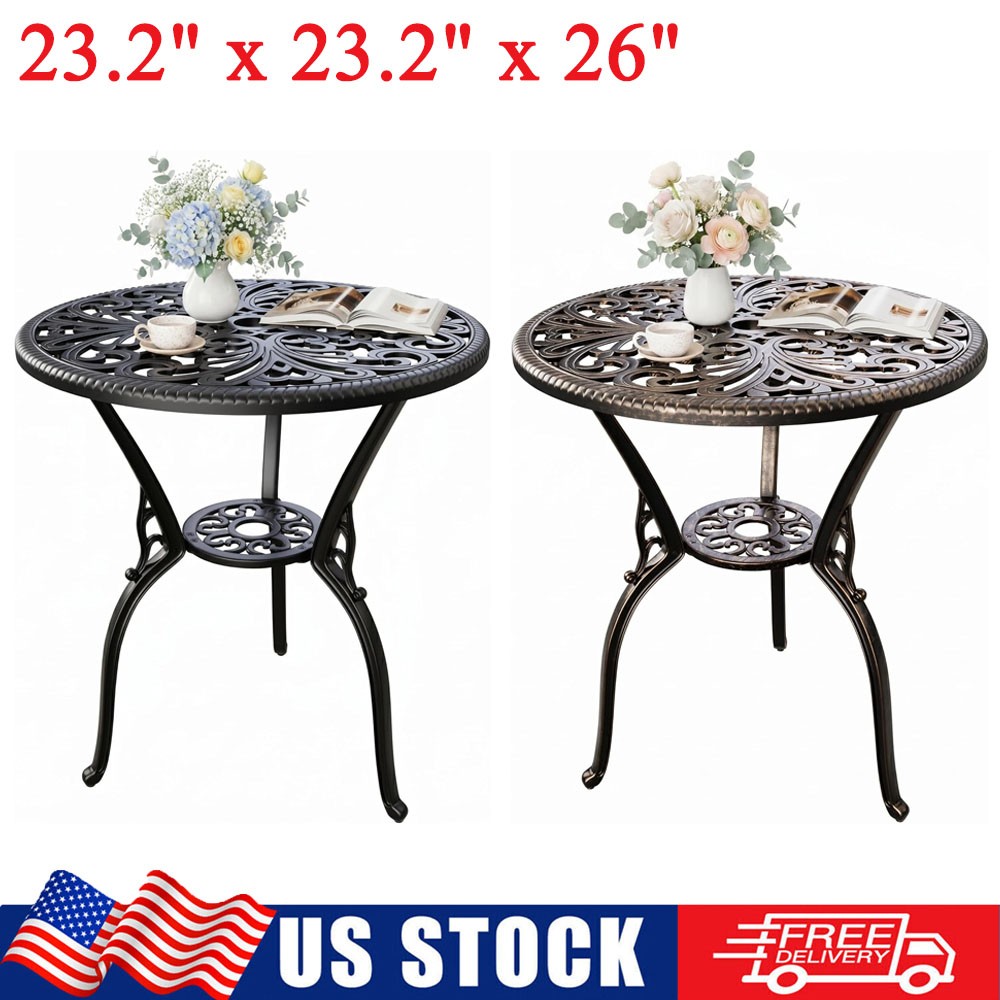 Outdoor Patio Dining Table Coffee Table with Umbrella Hole for Garden or Terrace