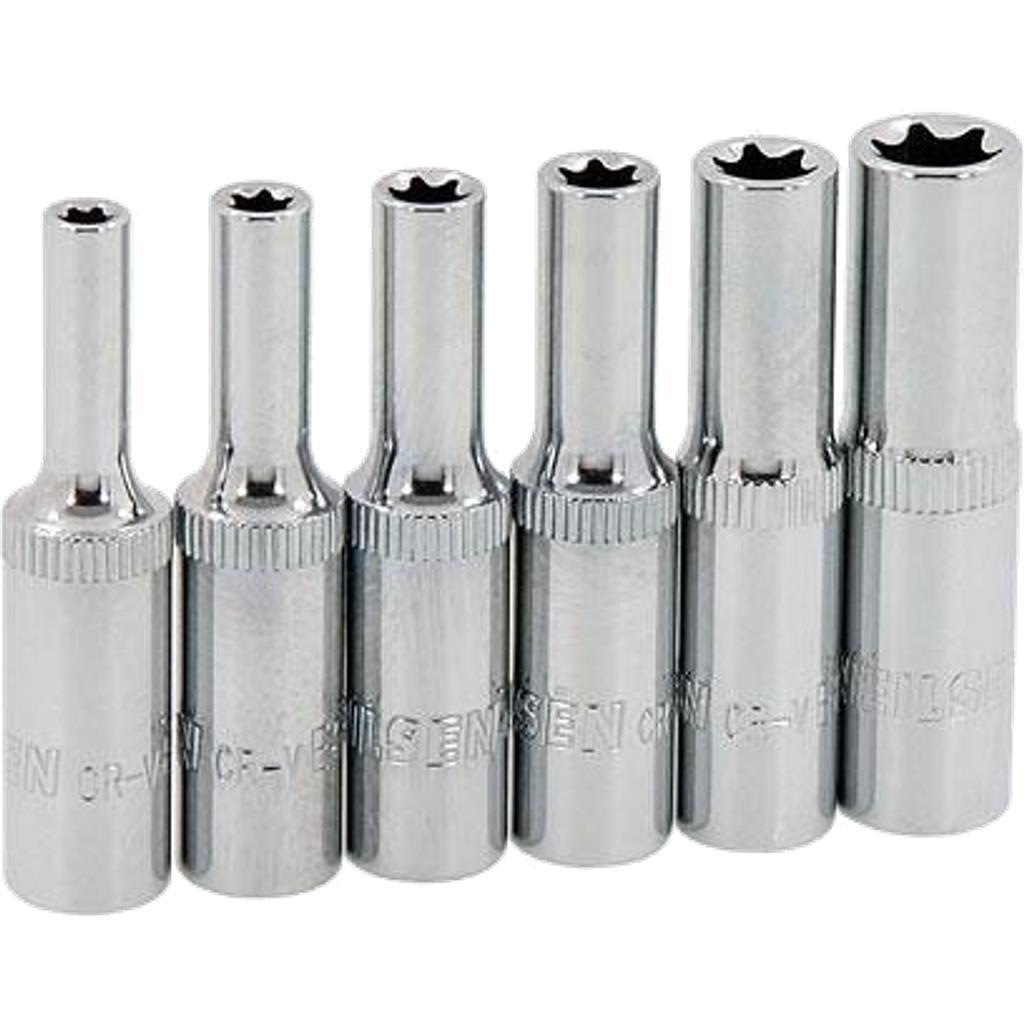 Neilsen Deep Star Profile Sockets E4 - E10 Socket Set 5pc 1/4" Socket Rail