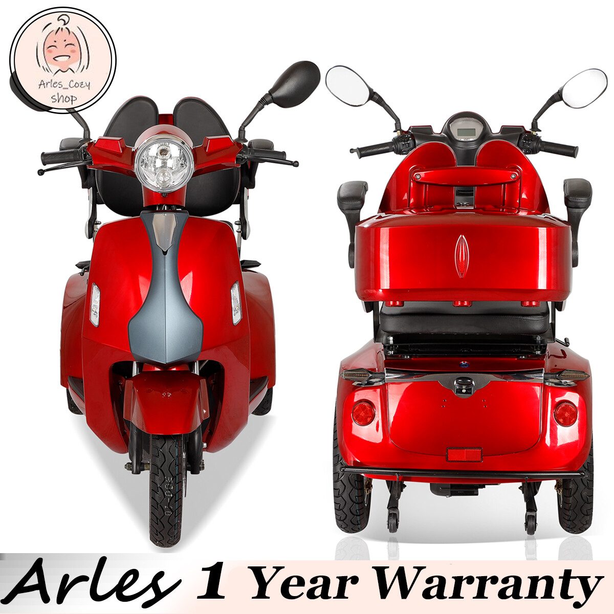 3-Wheel Mobility Scooter 800W 60V 20AH battery Motor for Adult Senior