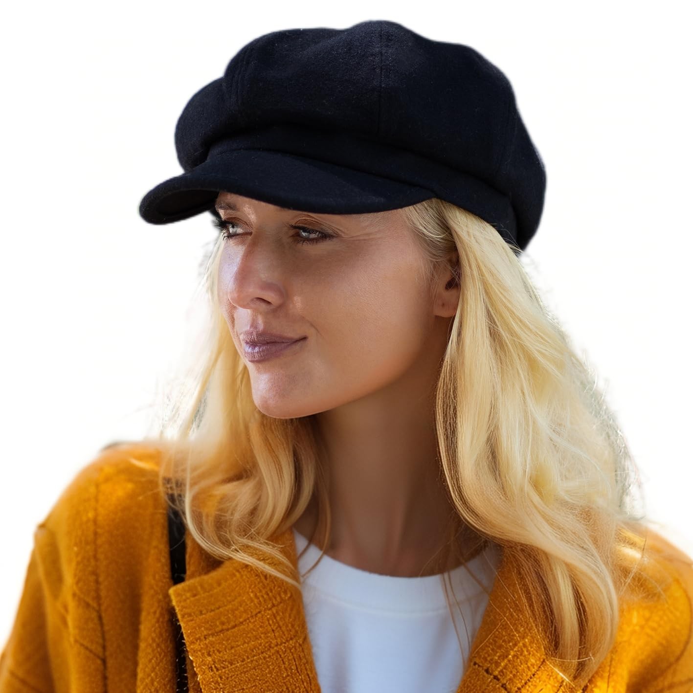Winter Newsboy Cabbie Cap for Women Baker Boy Hat Satin Lined Brim Ladies Woo