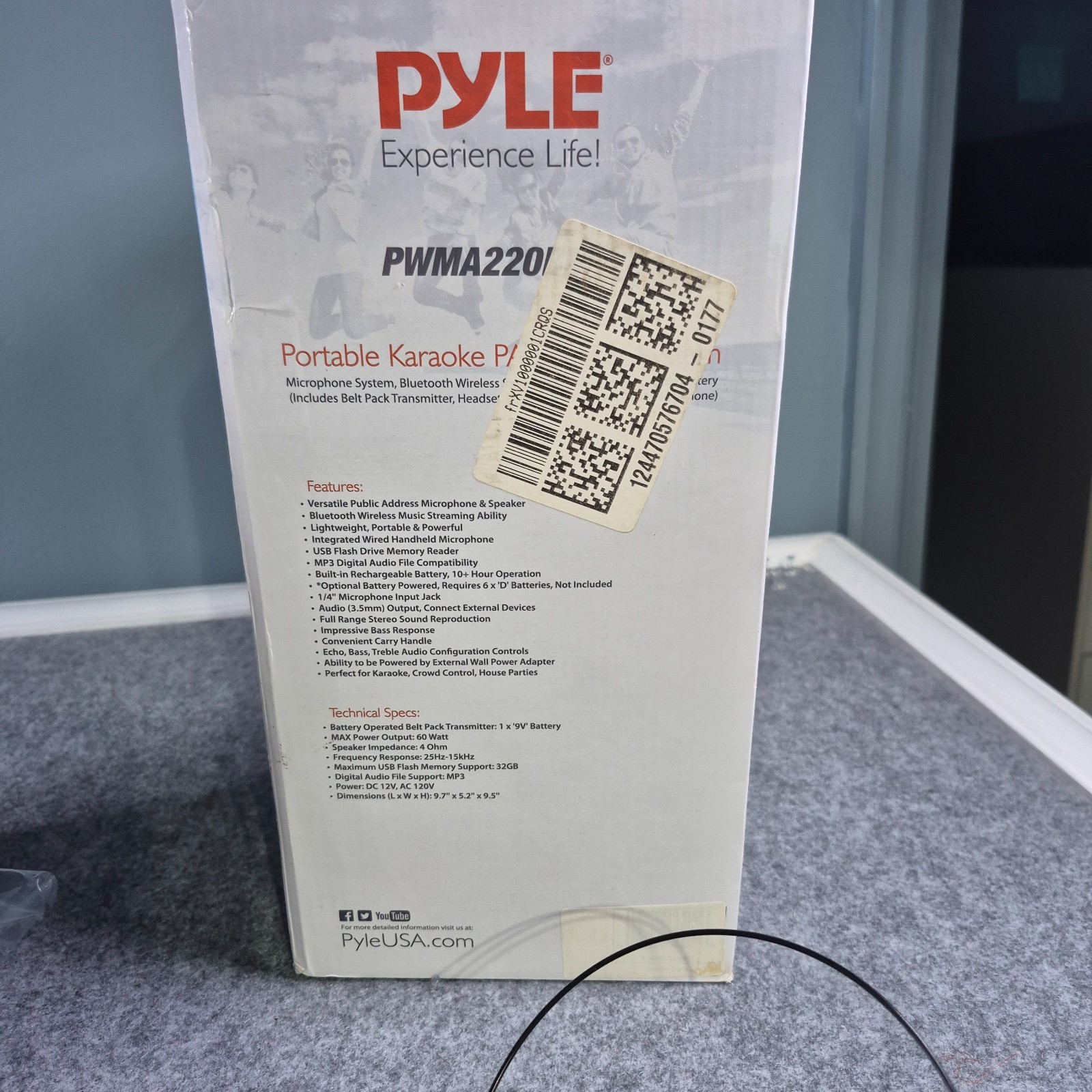 New PYLE PORTABLE KARAOKE PA SPEAKER SYSTEM Open Box