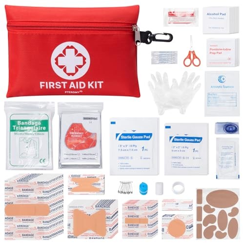 150 Piece Mini First Aid Kit, Portable Small Emergency Kits Compact 1st 150PCS