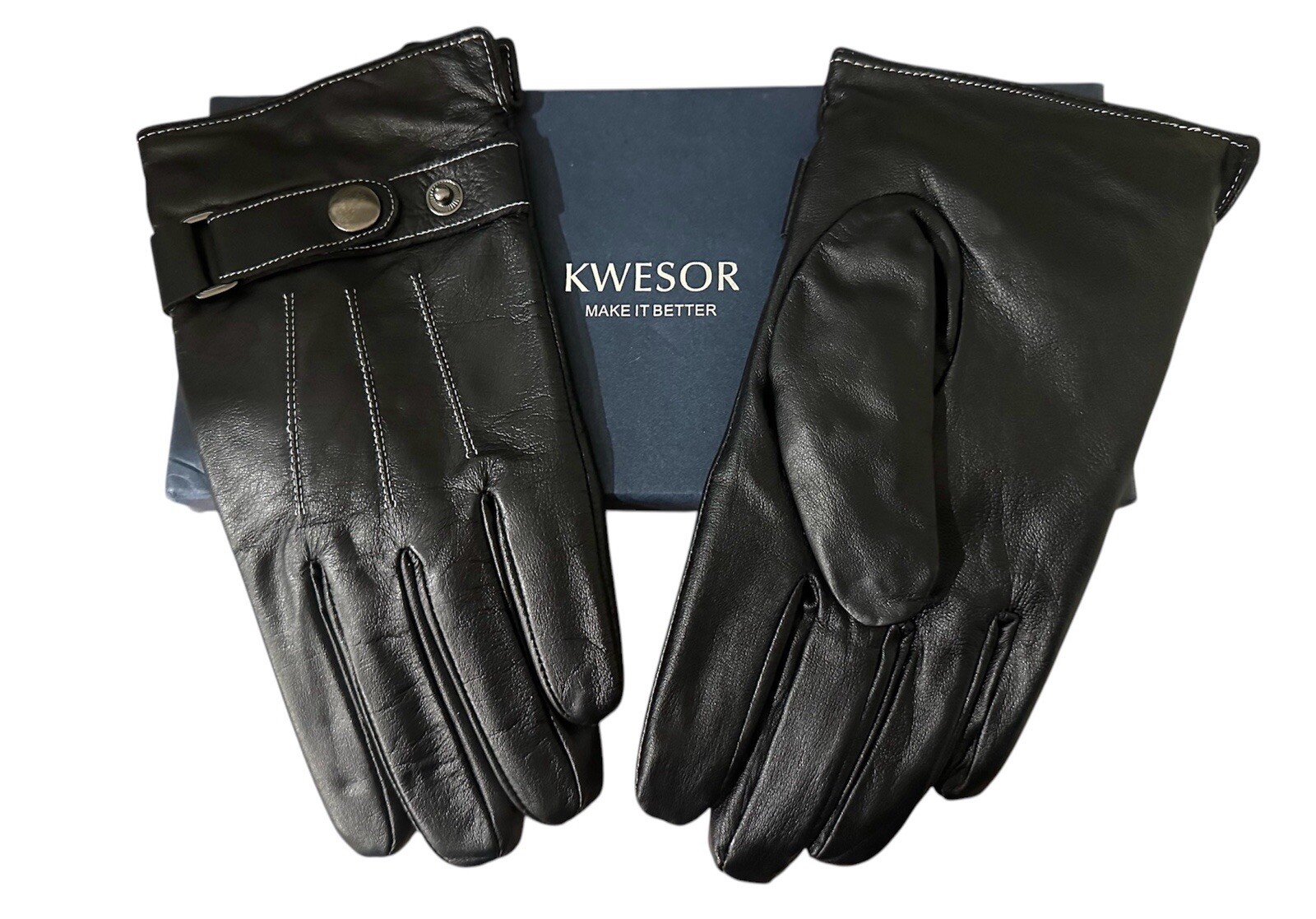KWESOR make It Better - Black Leather Gloves Size M Lined gloves