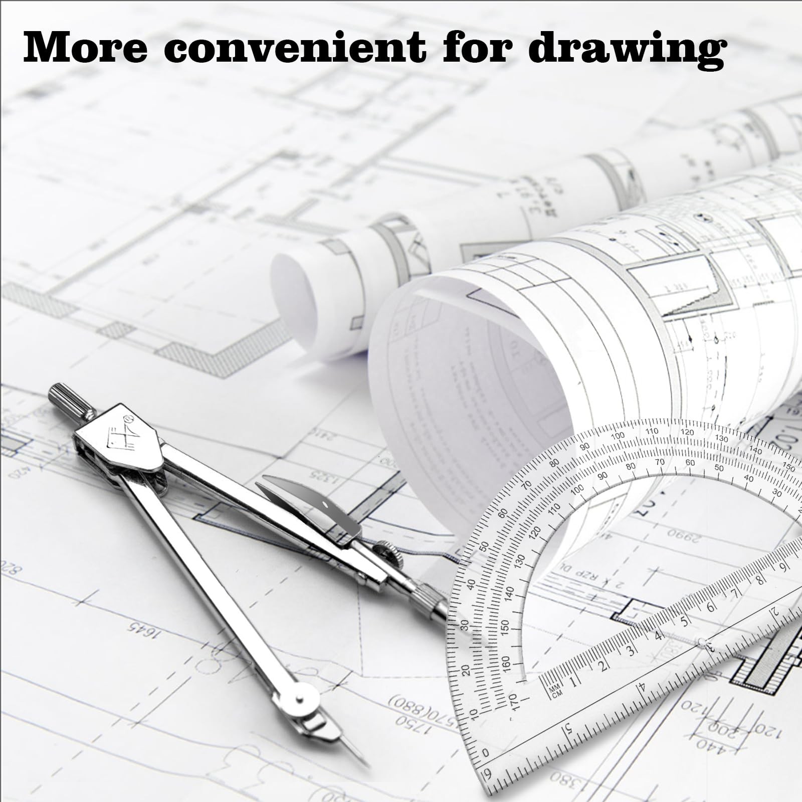 Students Geometry Math Set 6 Inch Transparent Swing Arm Protractor