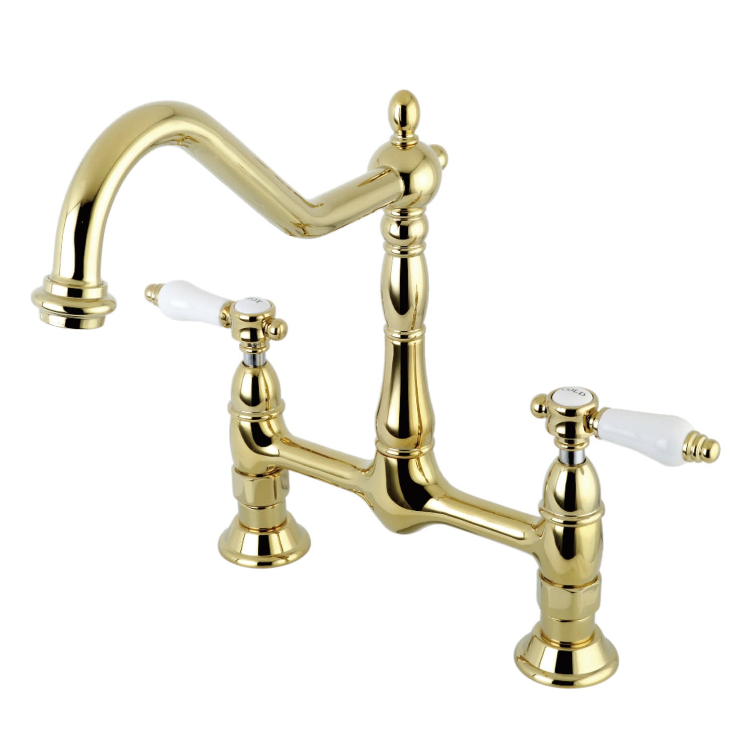 Kingston Brass KS117.BPL Bel-Air 1.8 GPM Widespread Bridge - Brass