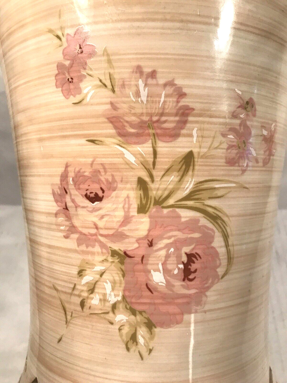 Laura Ashley Lifestyles Bathroom Pink Rose Print Ceramic Basket Vintage