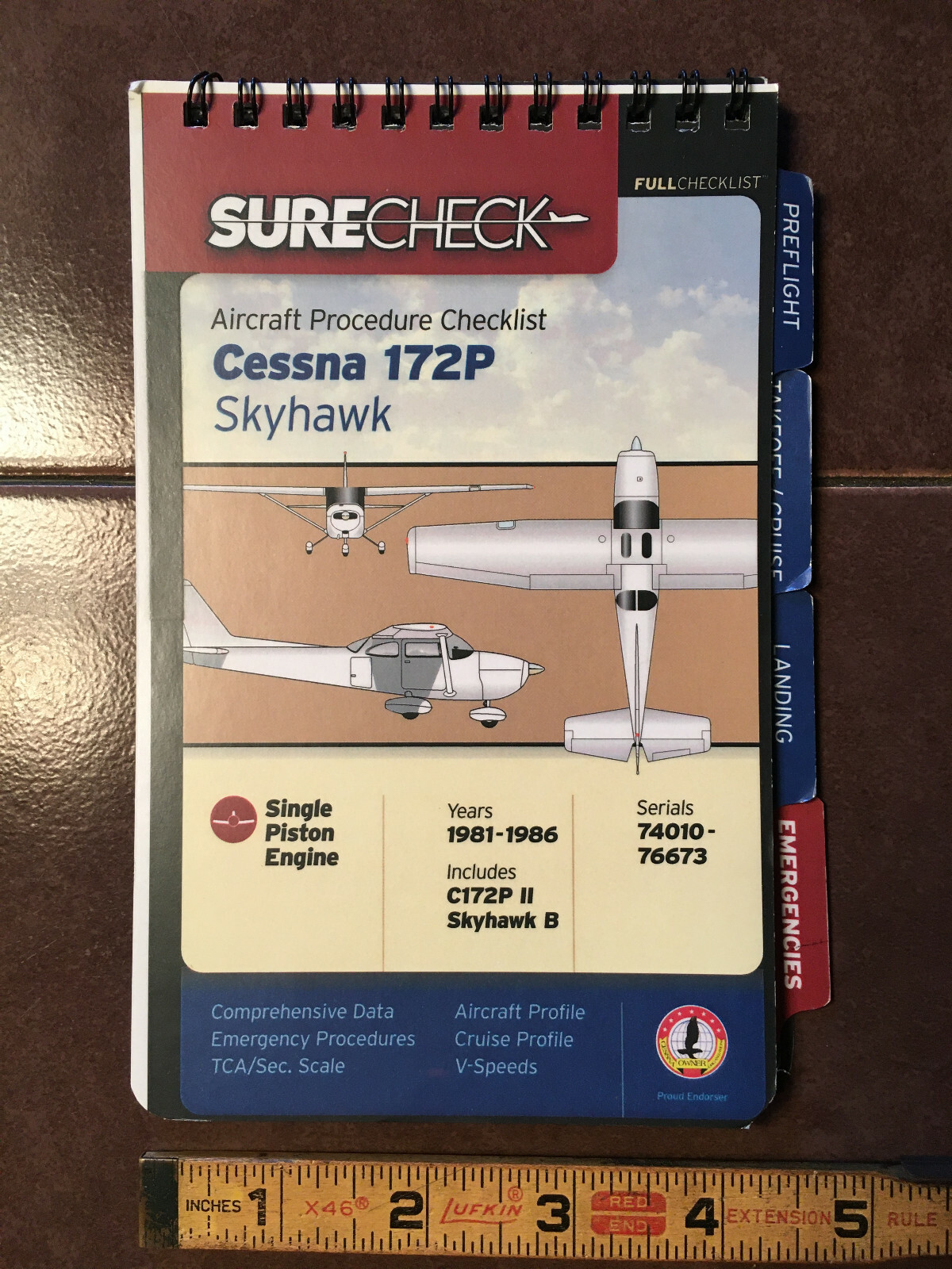 1981-1986 Cessna 172P SureCheck Checklist.  includes C172P II & Skyhawk B