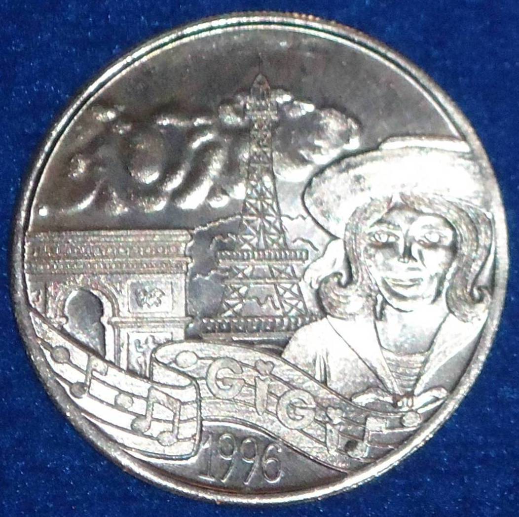 "GIGI" MUSICAL MARDI GRAS DOUBLOON PARIS MAURICE CHEVALIER LESLIE CARON JOURDAN